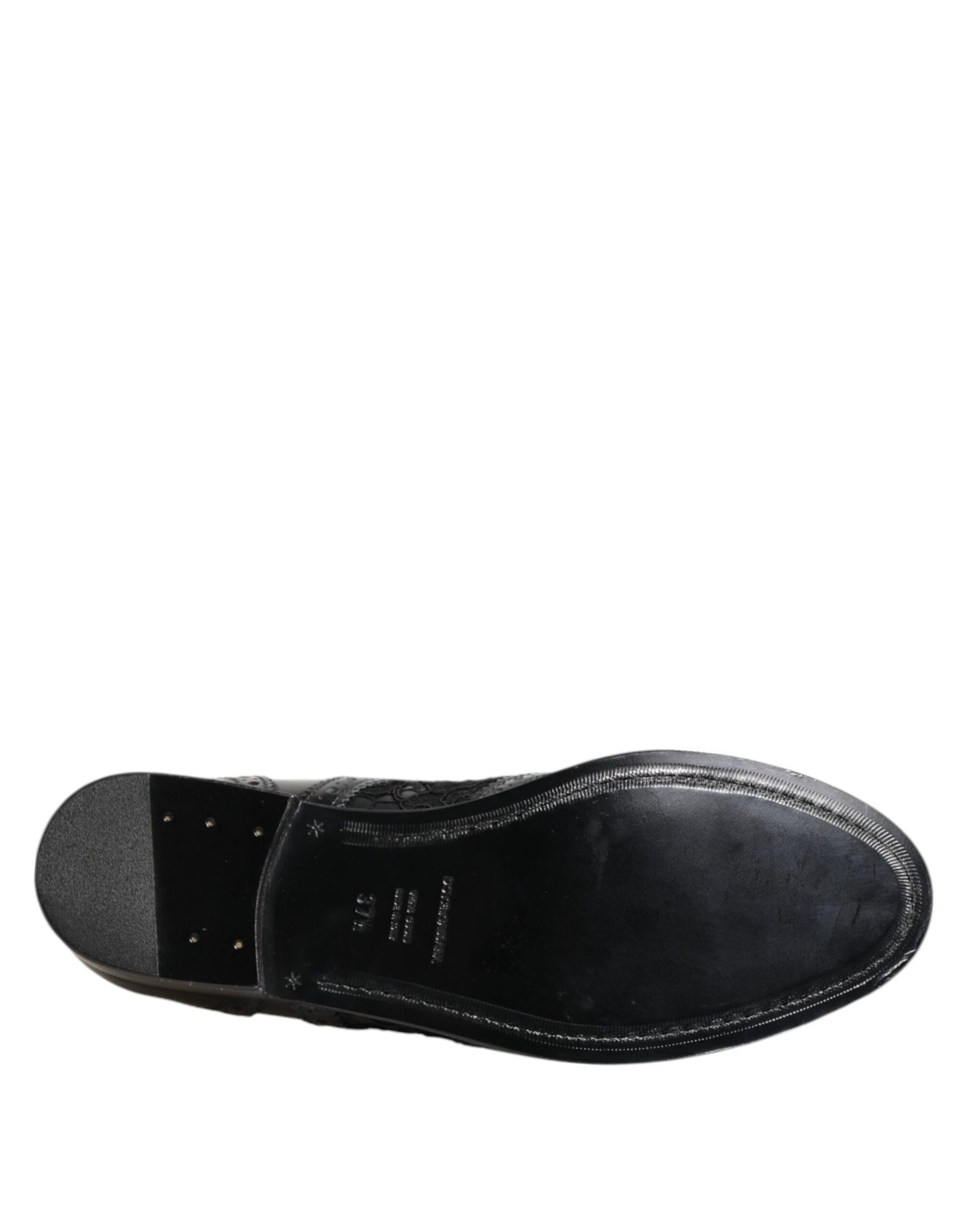 Dolce & Gabbana – Formelle Schuhe aus schwarzem Leder mit floraler Spitze