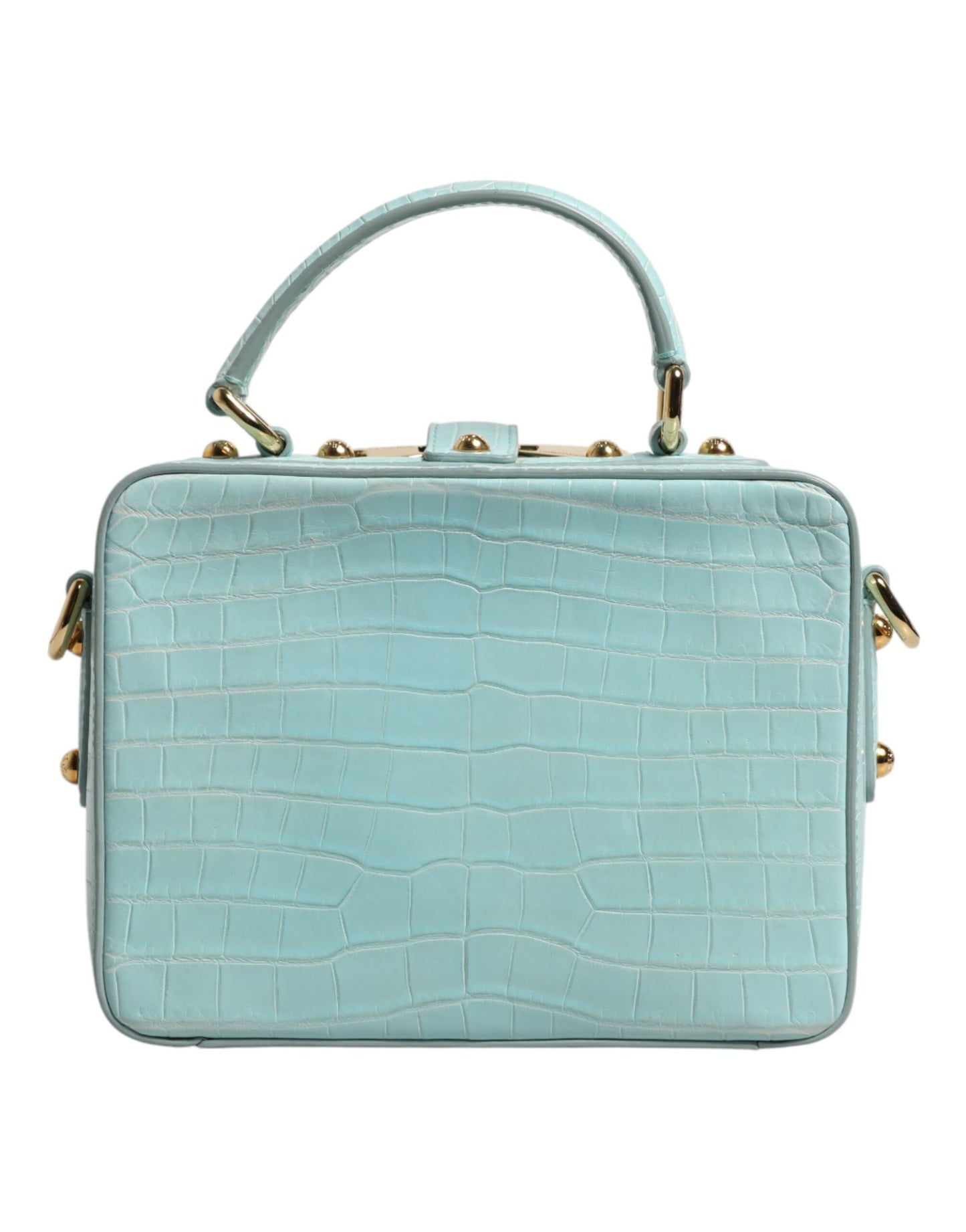 Dolce & Gabbana – Mintgrüne Schultertasche aus geprägtem Leder mit Vorhängeschloss