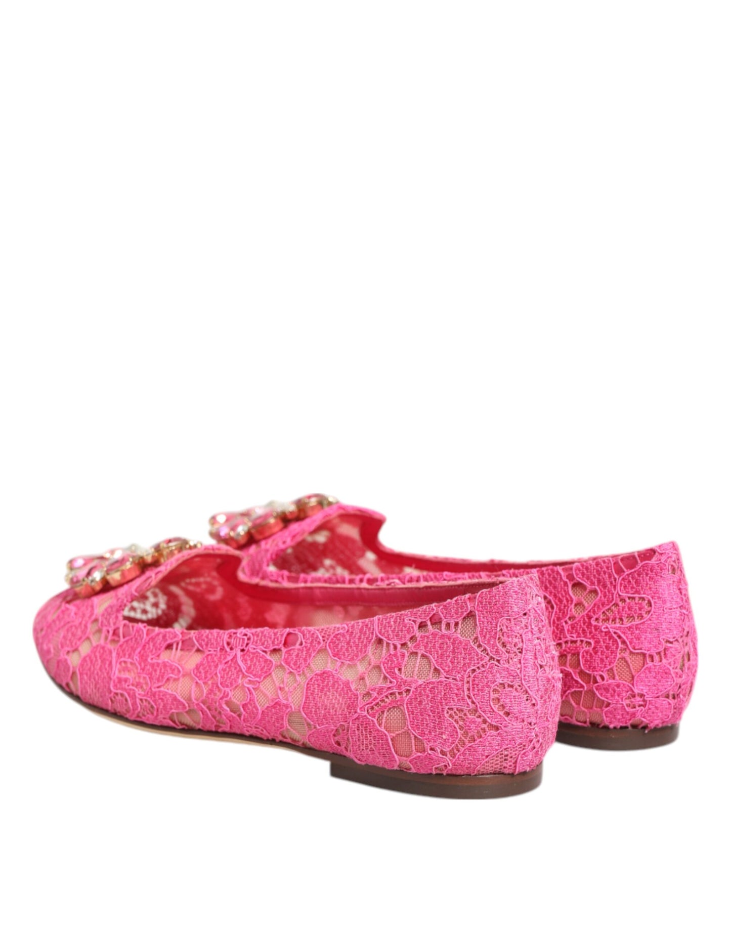 Dolce & Gabbana – Rosa Taormina – Flache Schuhe mit Spitzen und Kristallen