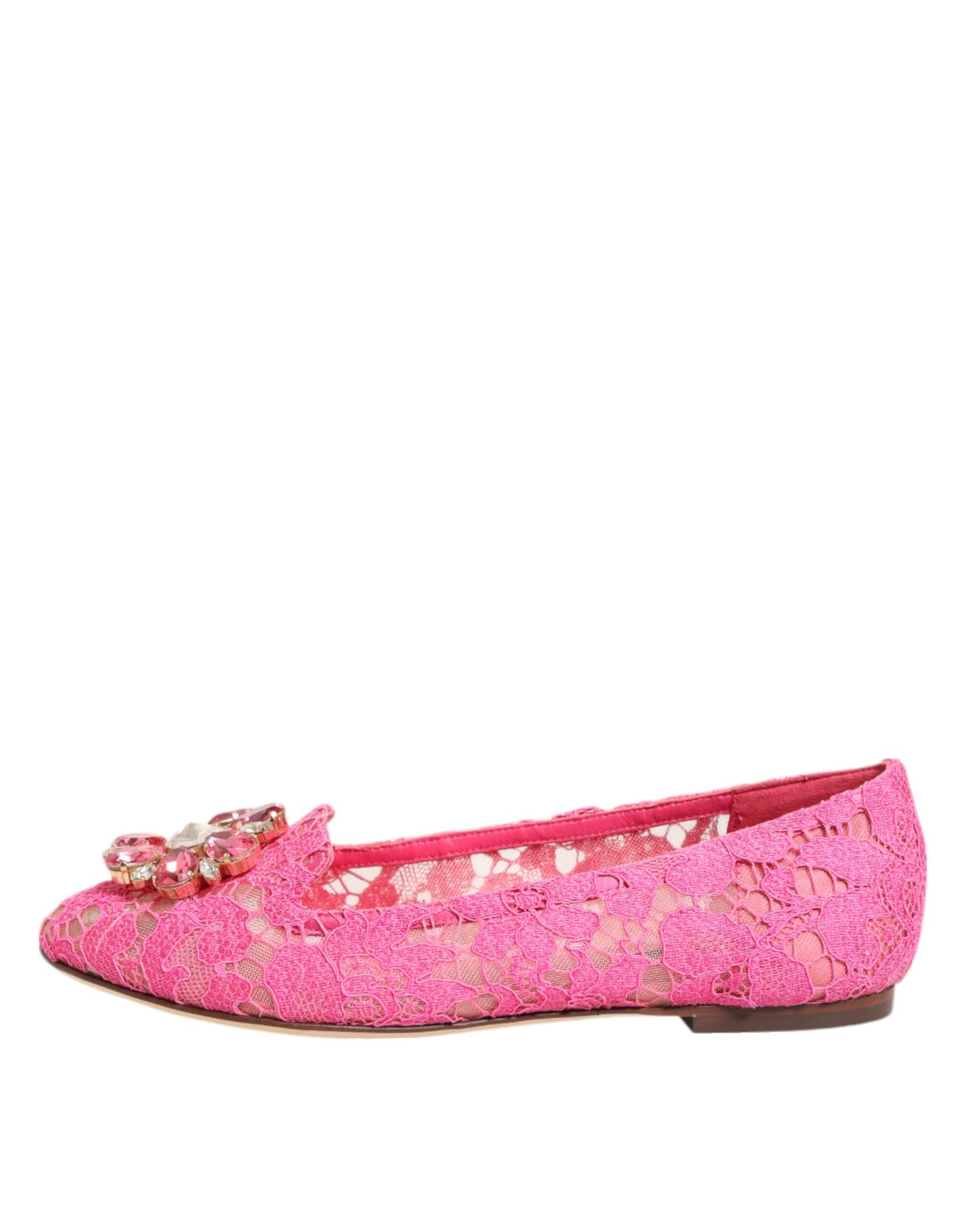 Dolce & Gabbana – Rosa Taormina – Flache Schuhe mit Spitzen und Kristallen
