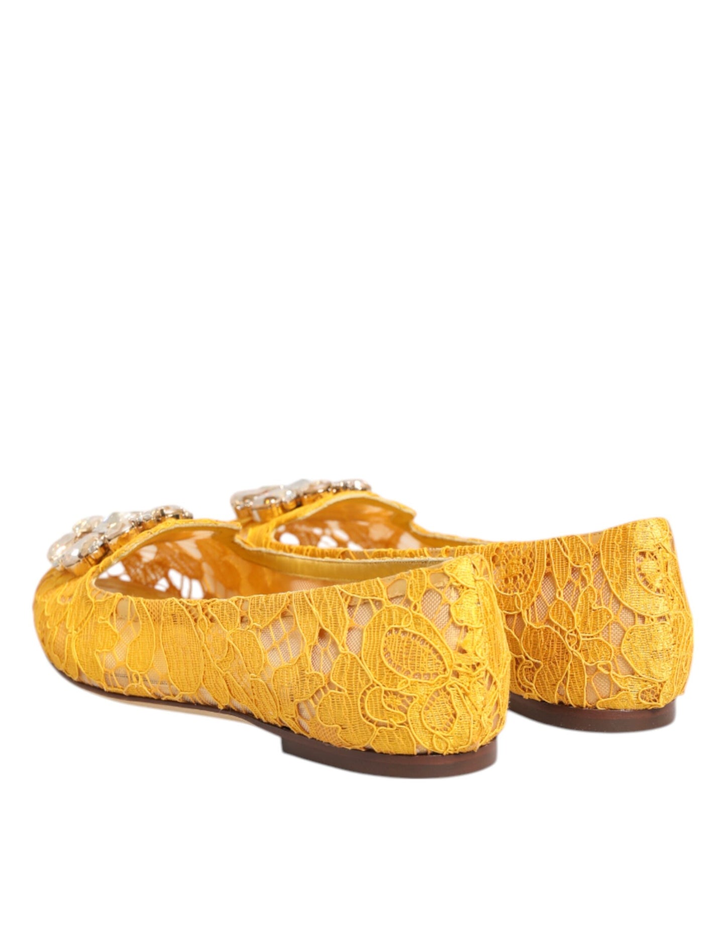 Dolce & Gabbana – Gelbe Taormina-Flachschuhe mit Spitzenkristallen