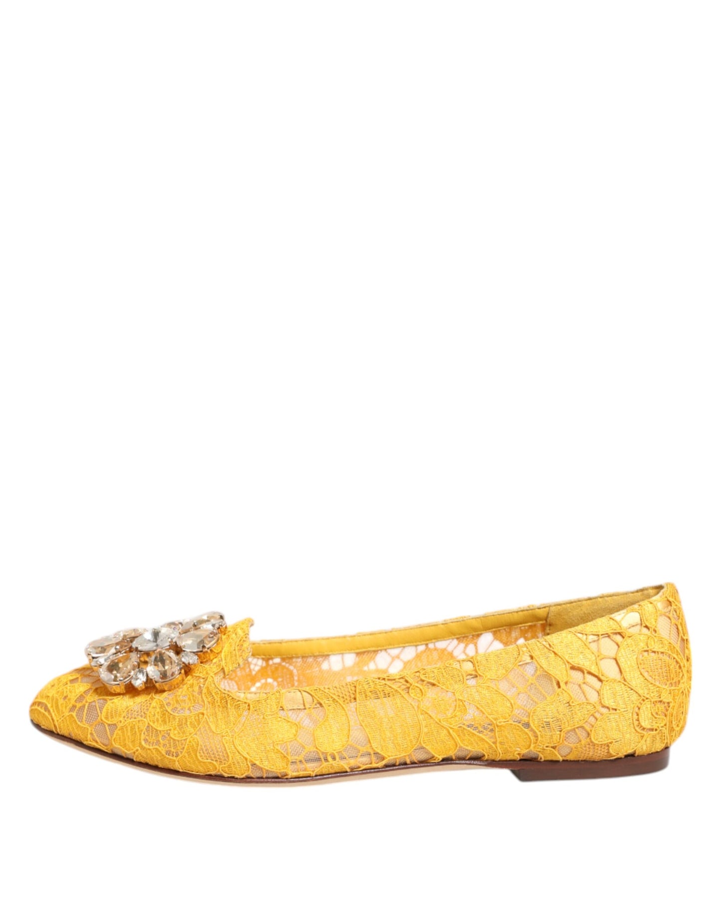 Dolce & Gabbana – Gelbe Taormina-Flachschuhe mit Spitzenkristallen