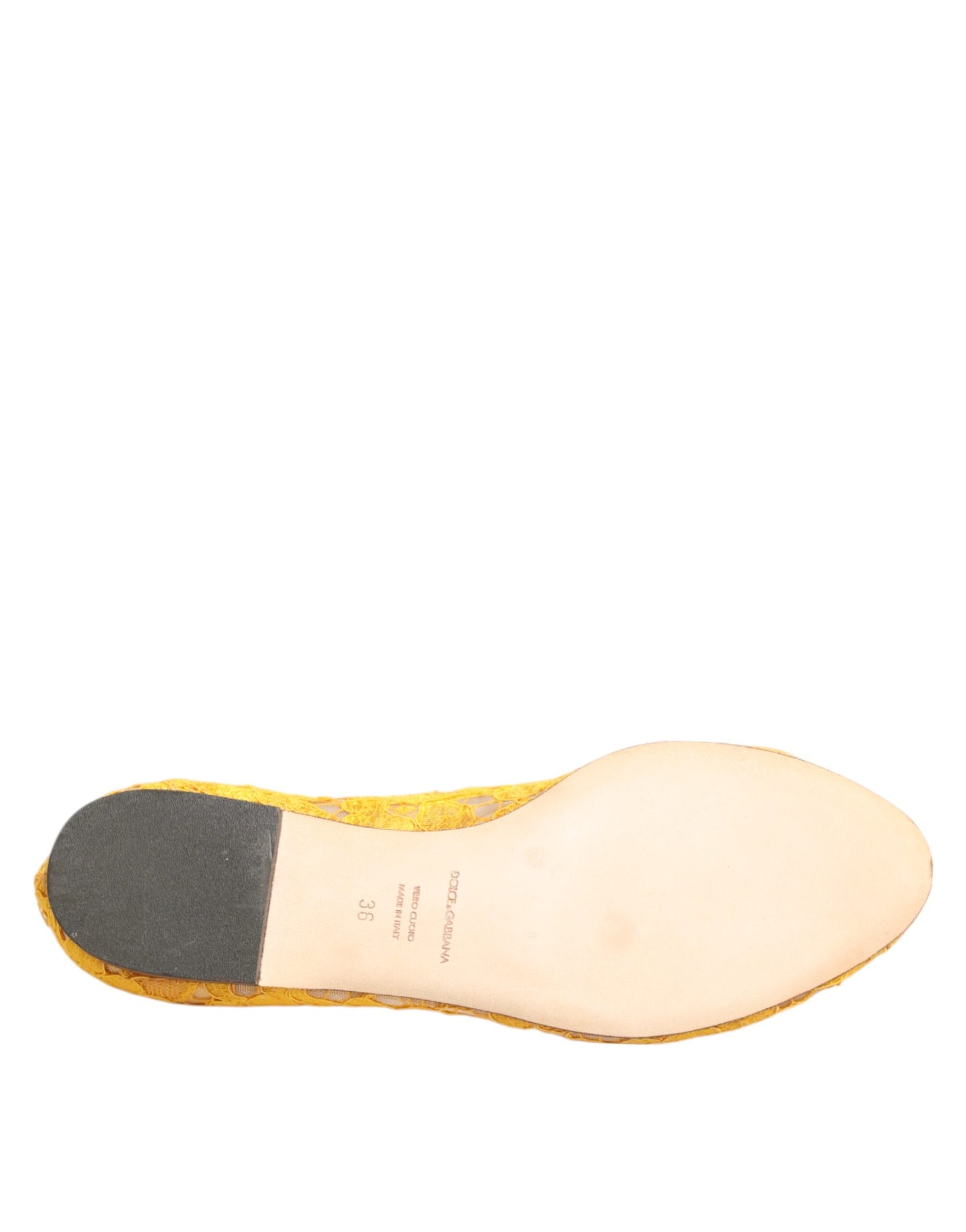 Dolce & Gabbana – Gelbe Taormina-Flachschuhe mit Spitzenkristallen