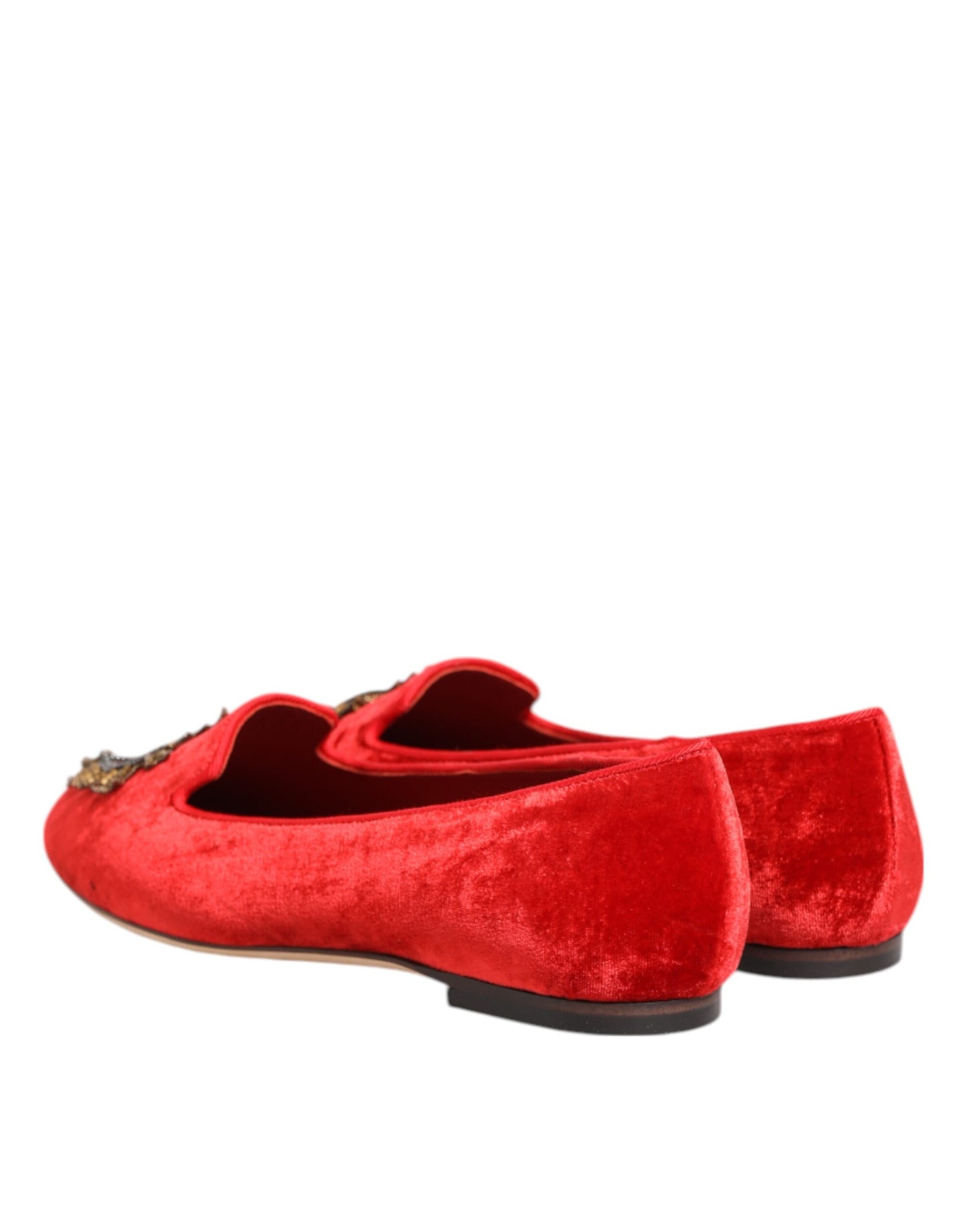 Dolce & Gabbana – Rote Loafer aus Samt mit DG-Herzmotiv