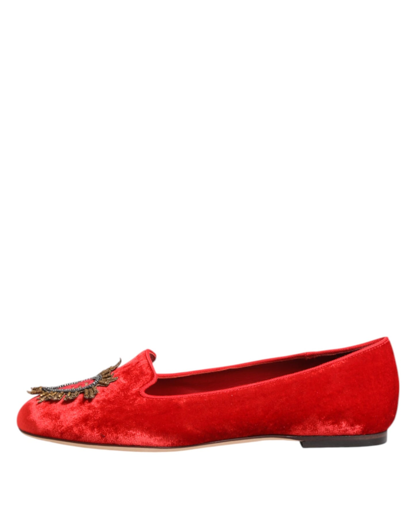 Dolce & Gabbana – Rote Loafer aus Samt mit DG-Herzmotiv