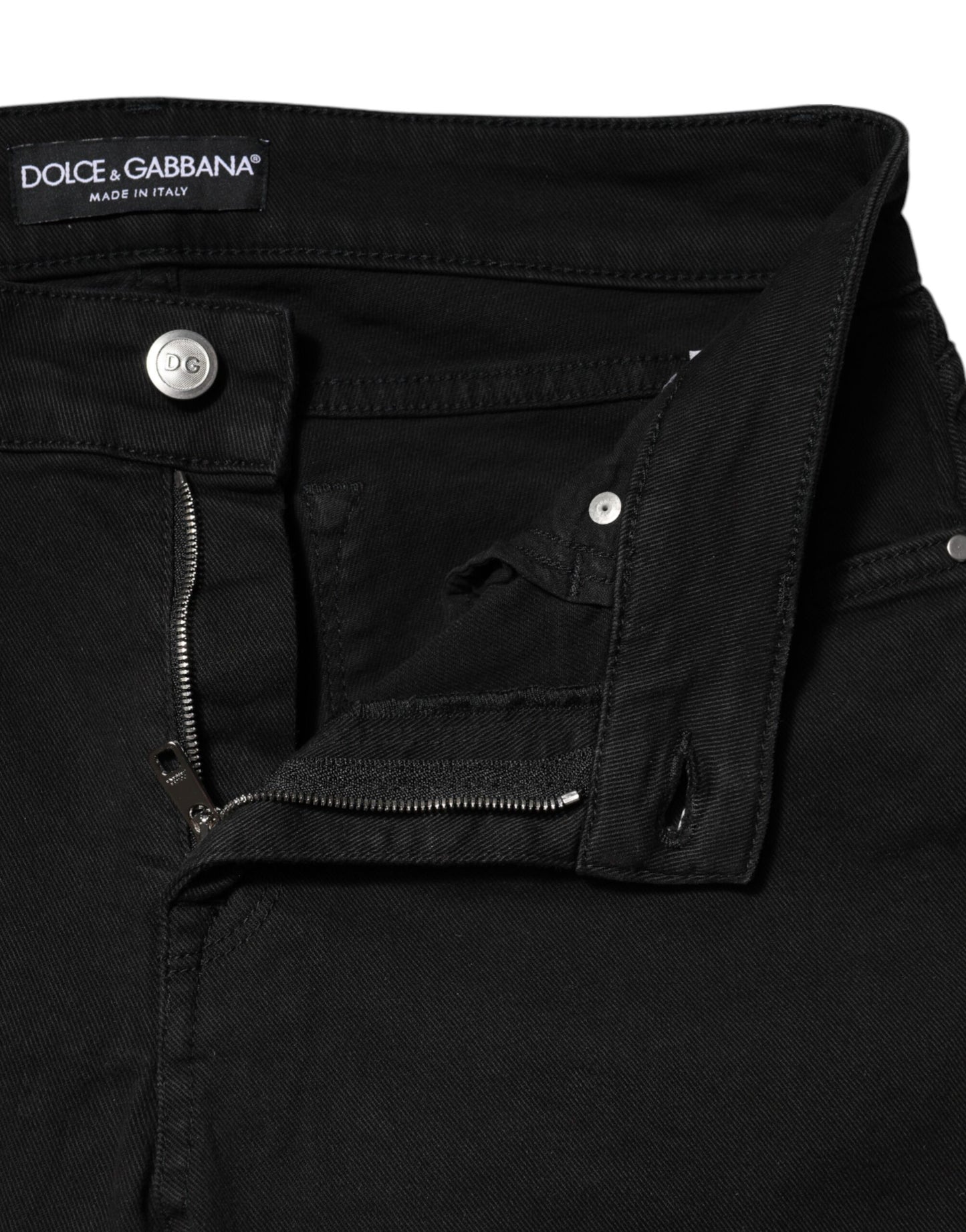 Dolce & Gabbana – Schwarze Skinny-Jeans aus Baumwolle mit mittlerer Taille