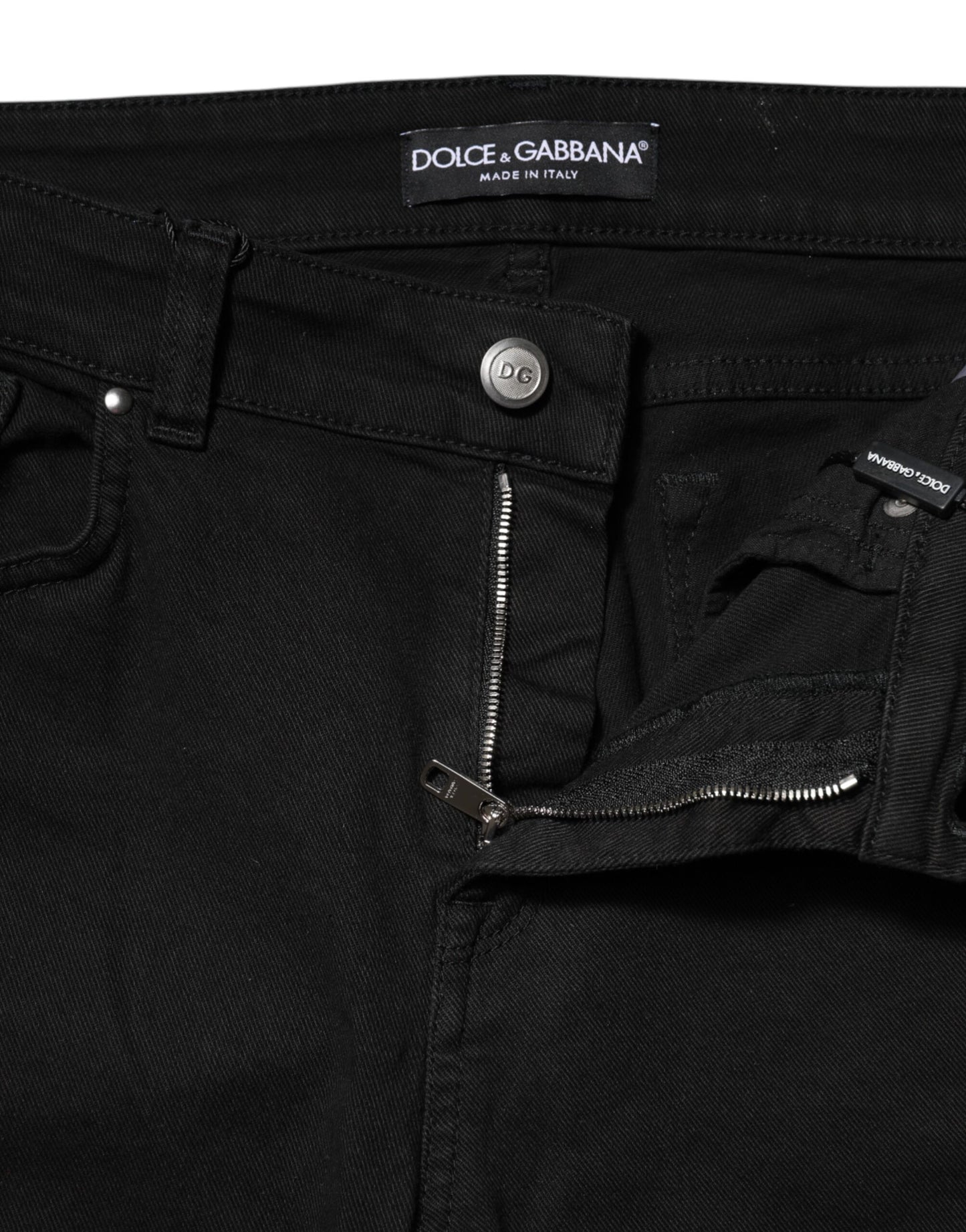 Dolce & Gabbana – Schwarze Skinny-Jeans aus Baumwolle mit mittlerer Taille