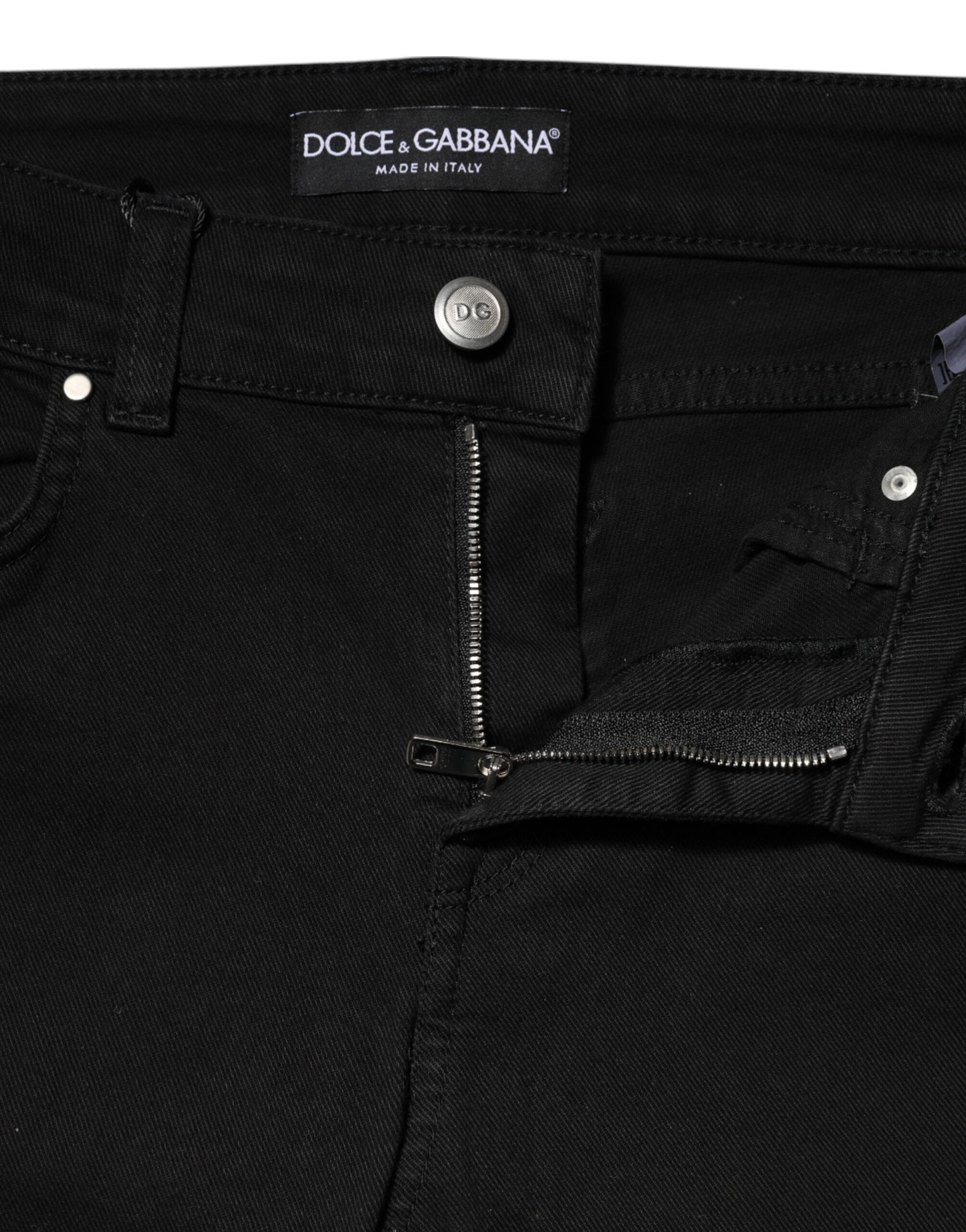 Dolce & Gabbana – Schwarze Skinny-Jeans aus Baumwolle mit mittlerer Taille