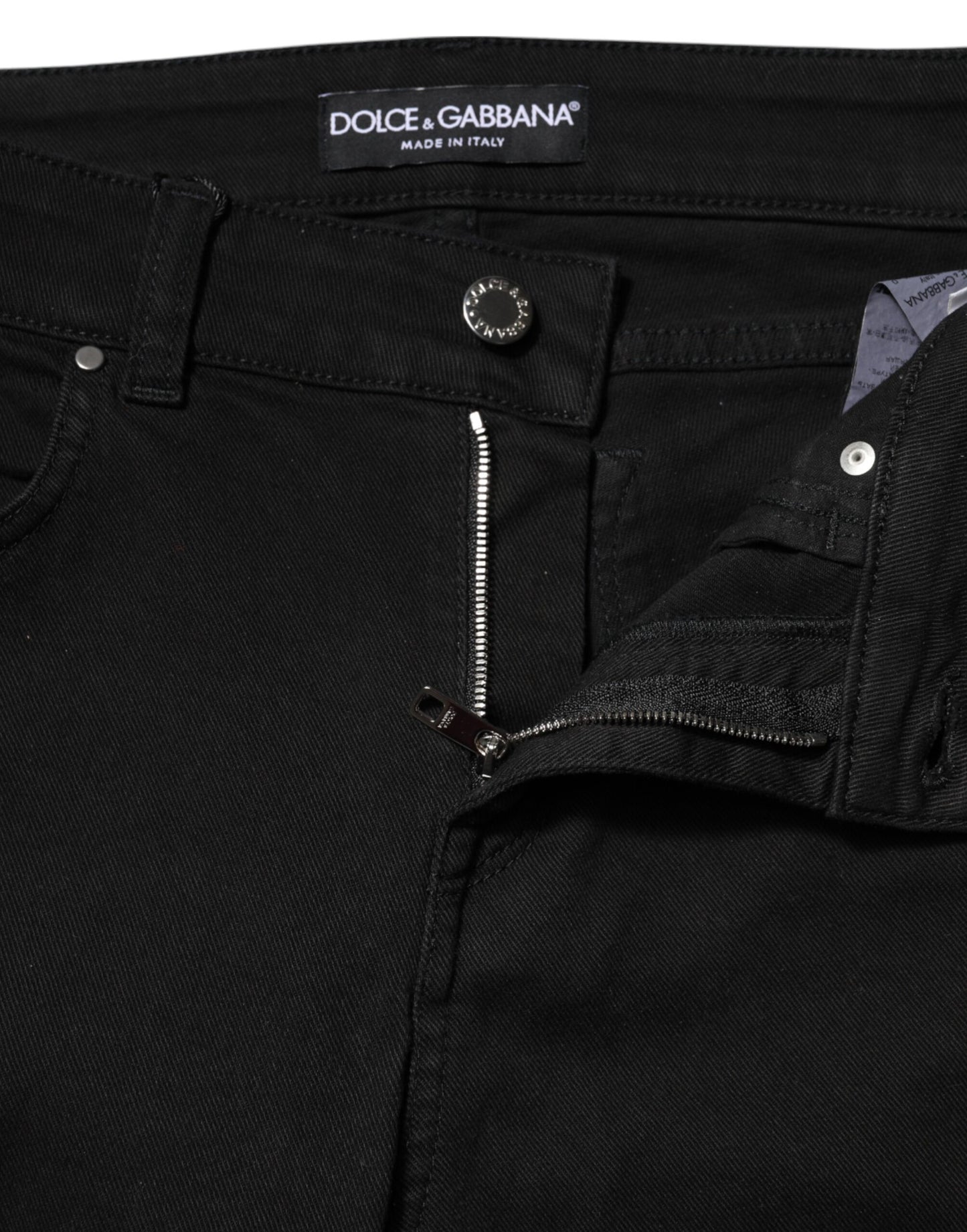 Dolce & Gabbana – Schwarze Skinny-Jeans aus Baumwolle mit mittlerer Taille