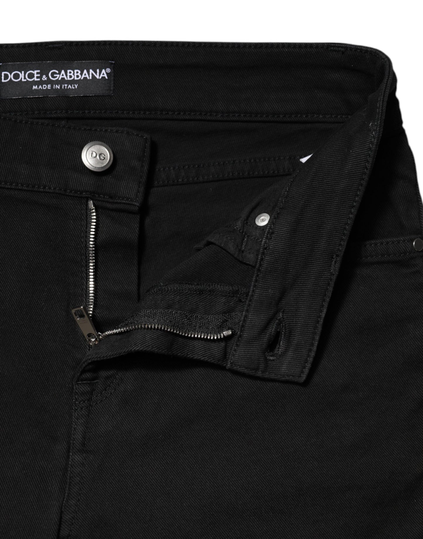 Dolce & Gabbana – Schwarze Skinny-Jeans aus Baumwolle mit mittlerer Taille