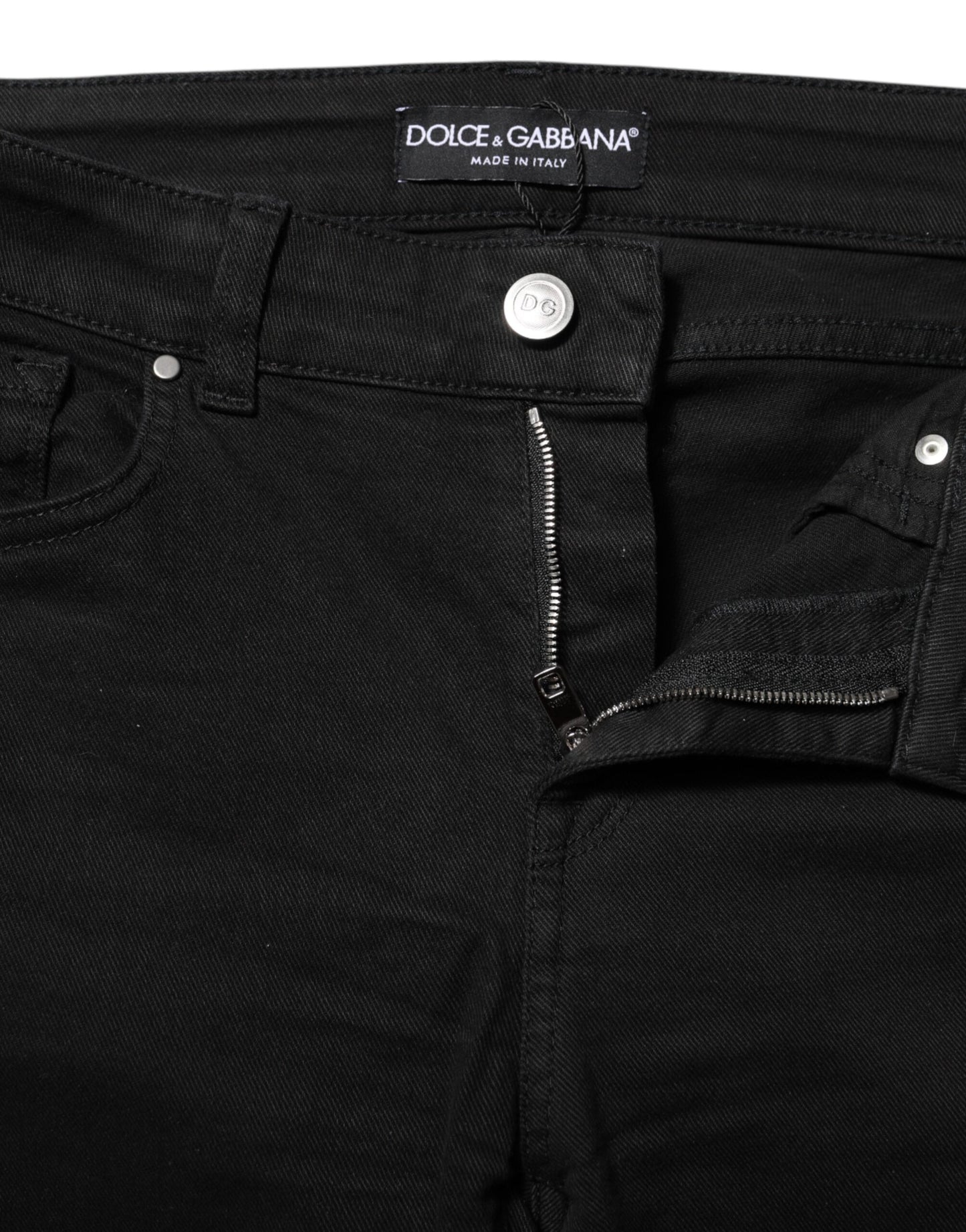 Dolce & Gabbana – Schwarze Skinny-Jeans aus Baumwolle mit mittlerer Taille