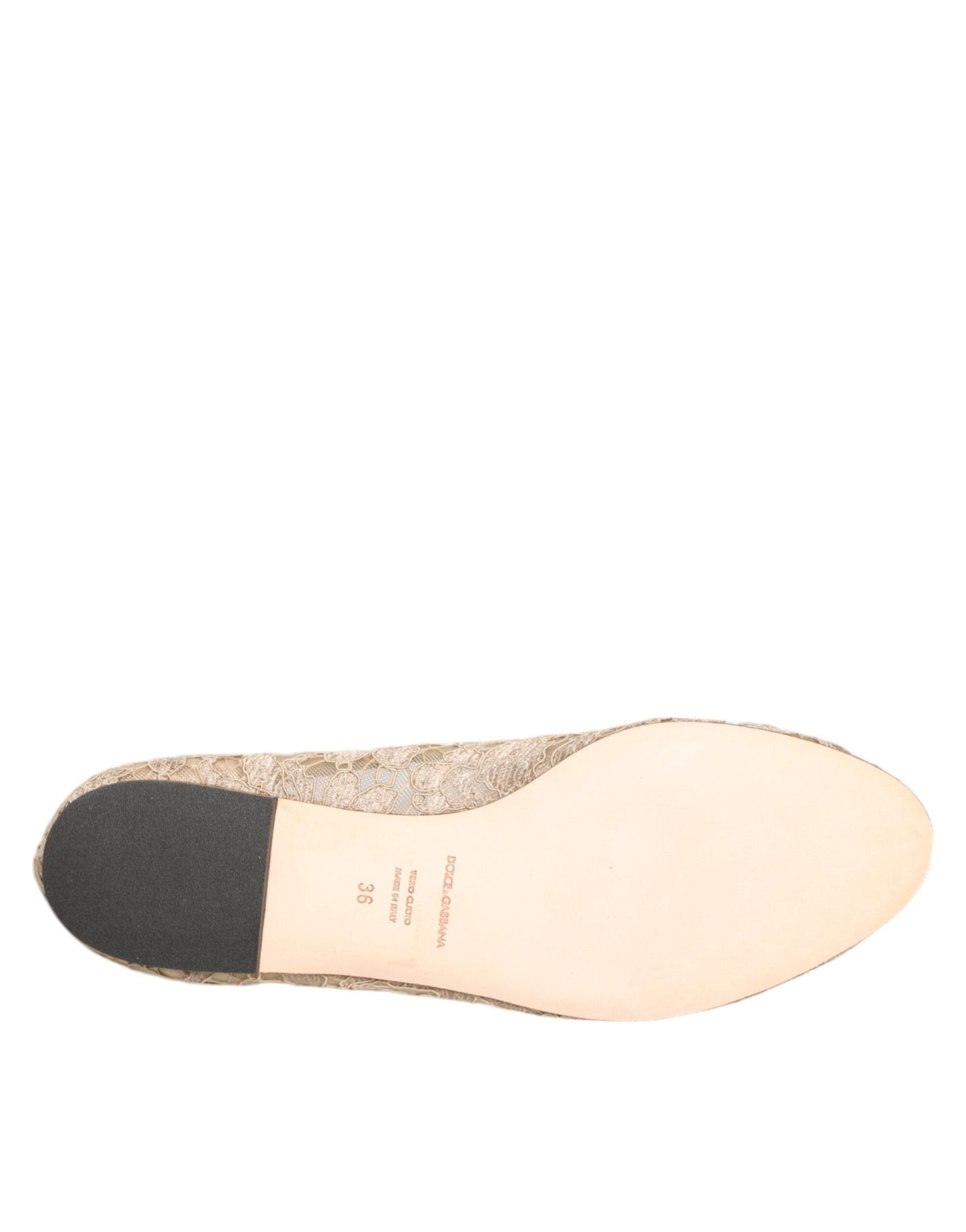 Dolce & Gabbana – Taormina – Flache Schuhe mit Spitze und Kristallen in Elfenbein