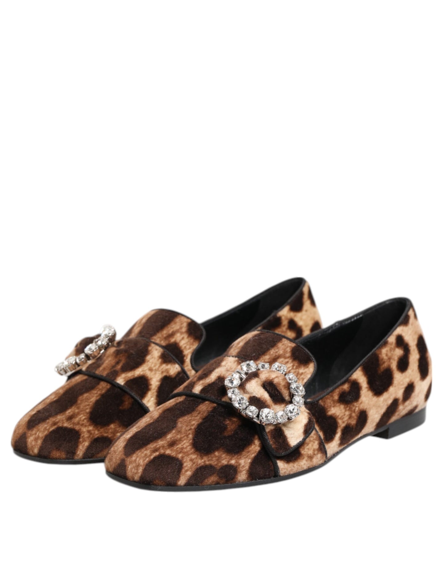 Dolce & Gabbana – Loafer mit Kristallen in Braun mit Leopardenmuster