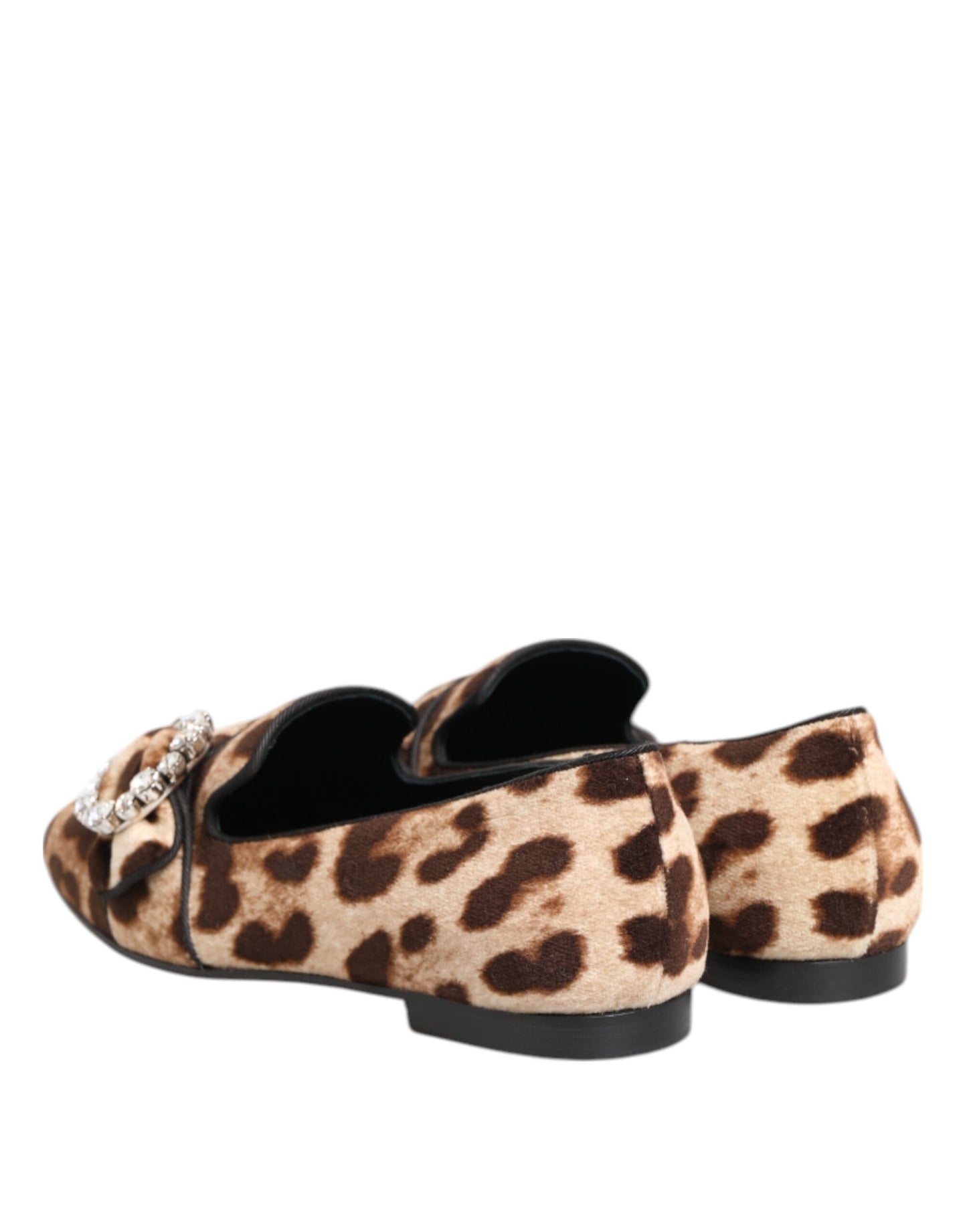 Dolce & Gabbana – Loafer mit Kristallen in Braun mit Leopardenmuster