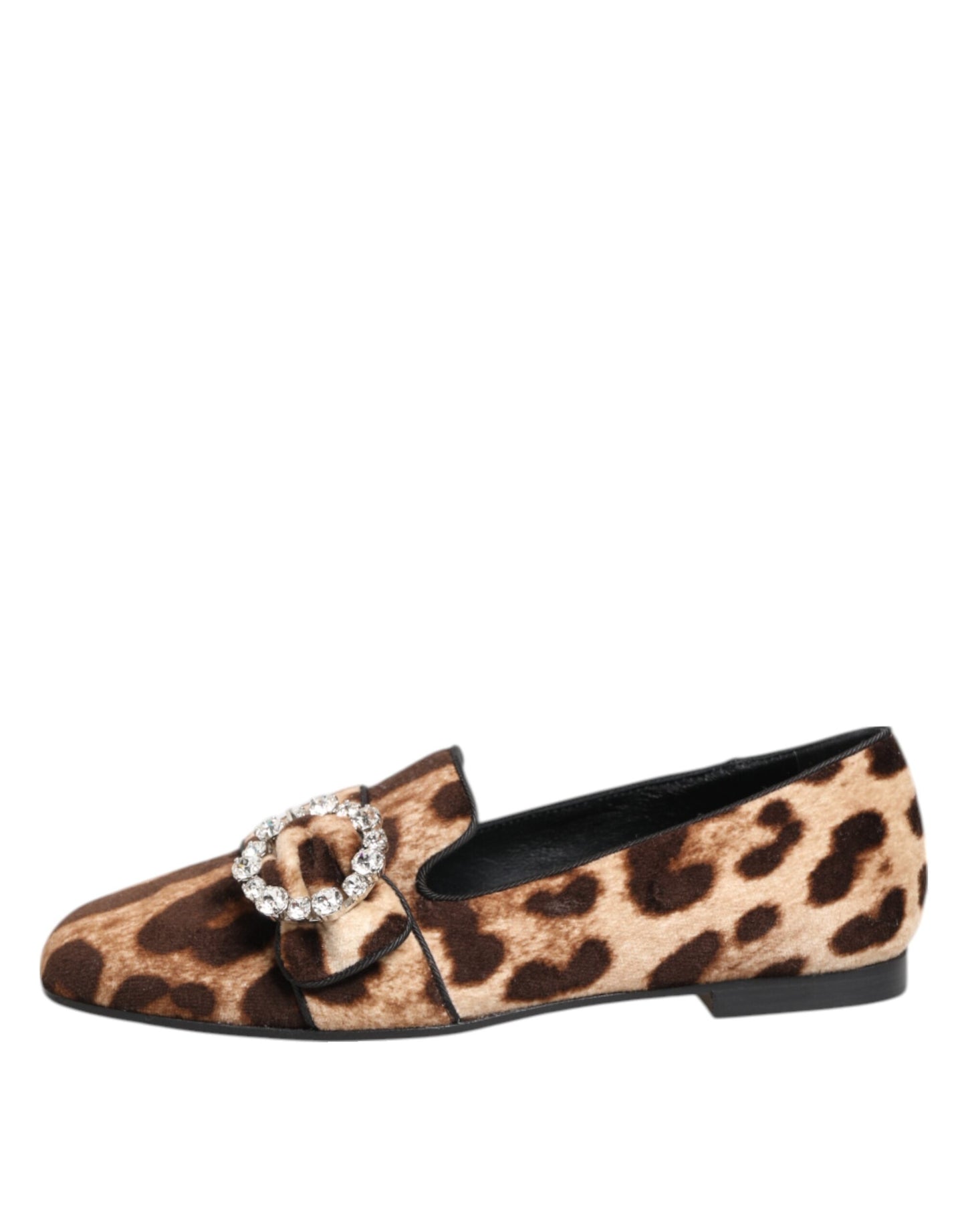Dolce & Gabbana – Loafer mit Kristallen in Braun mit Leopardenmuster