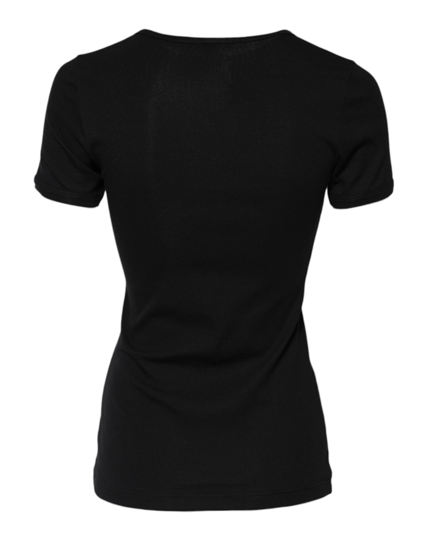 Dolce & Gabbana – Schwarzes Henley-T-Shirt aus Baumwolle mit kurzen Ärmeln