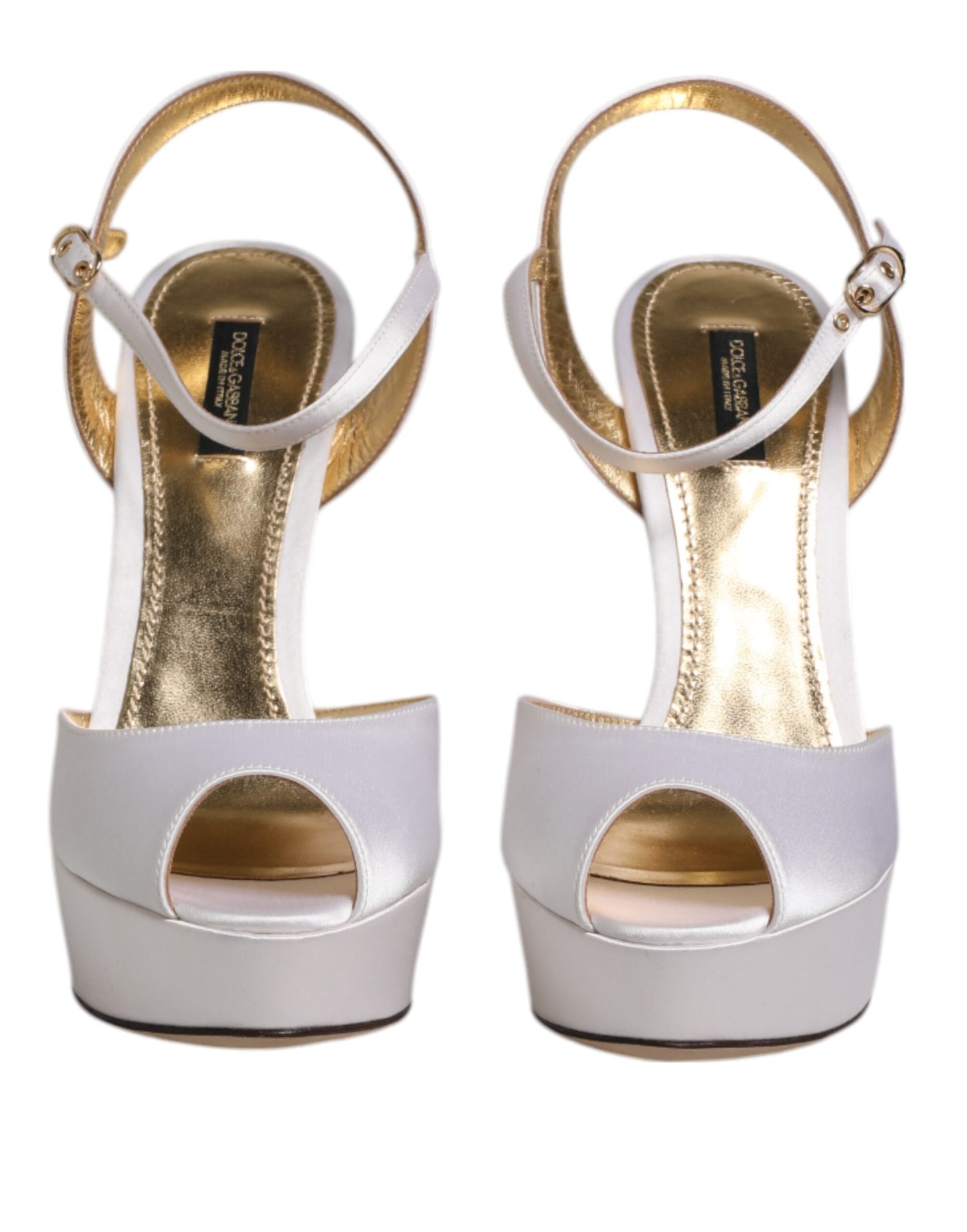 Dolce & Gabbana Weiße Satin-Plateau-Absatz-Sandalen