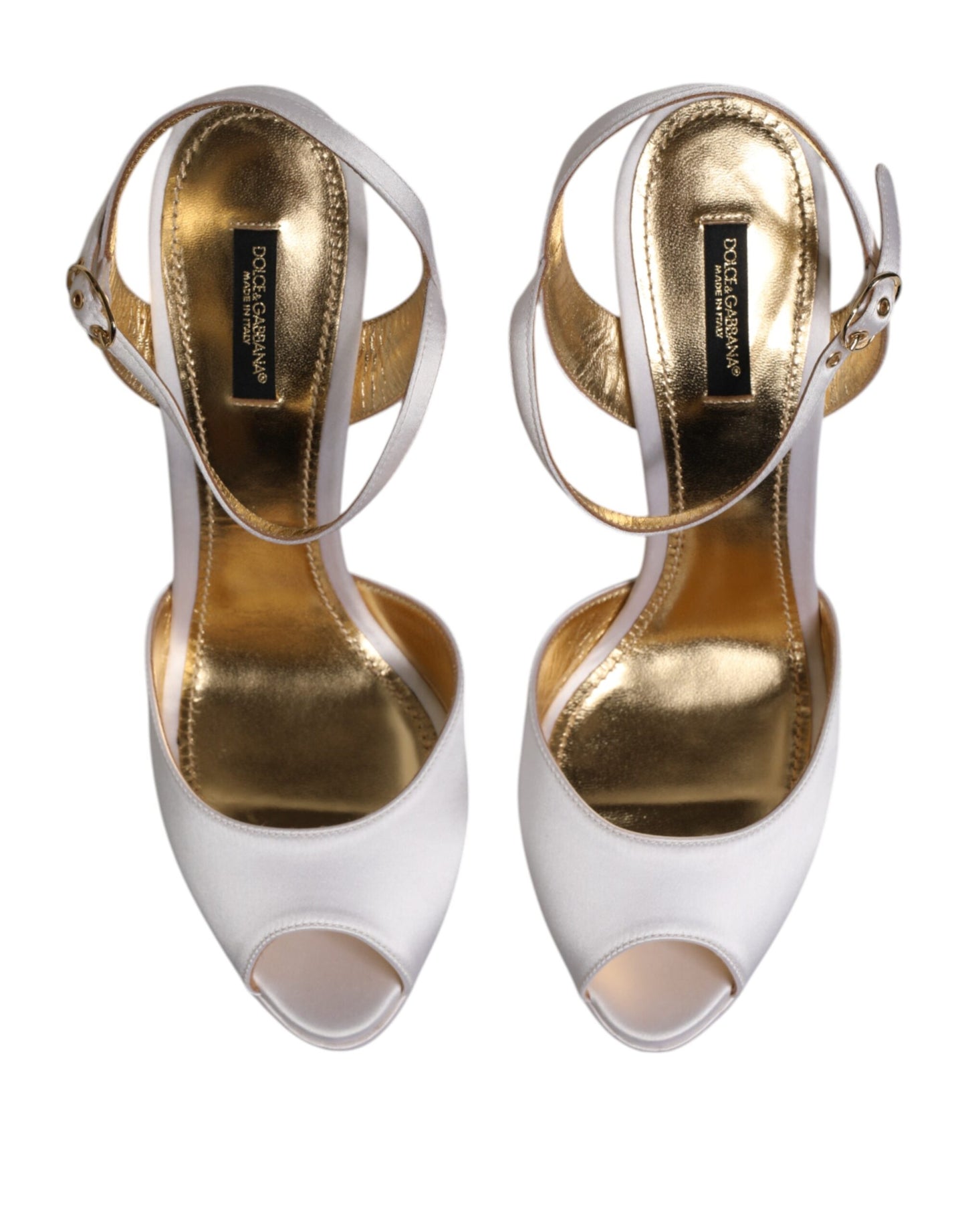 Dolce & Gabbana Weiße Satin-Plateau-Absatz-Sandalen