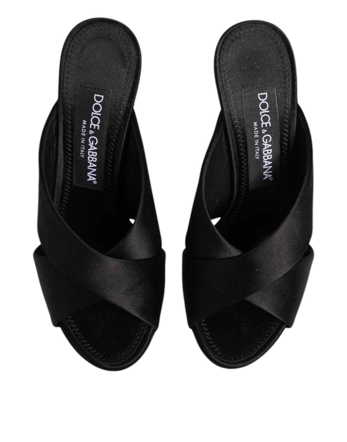 Dolce & Gabbana – Sandalen mit schwarzem Logo „KEIRA“ aus Satin