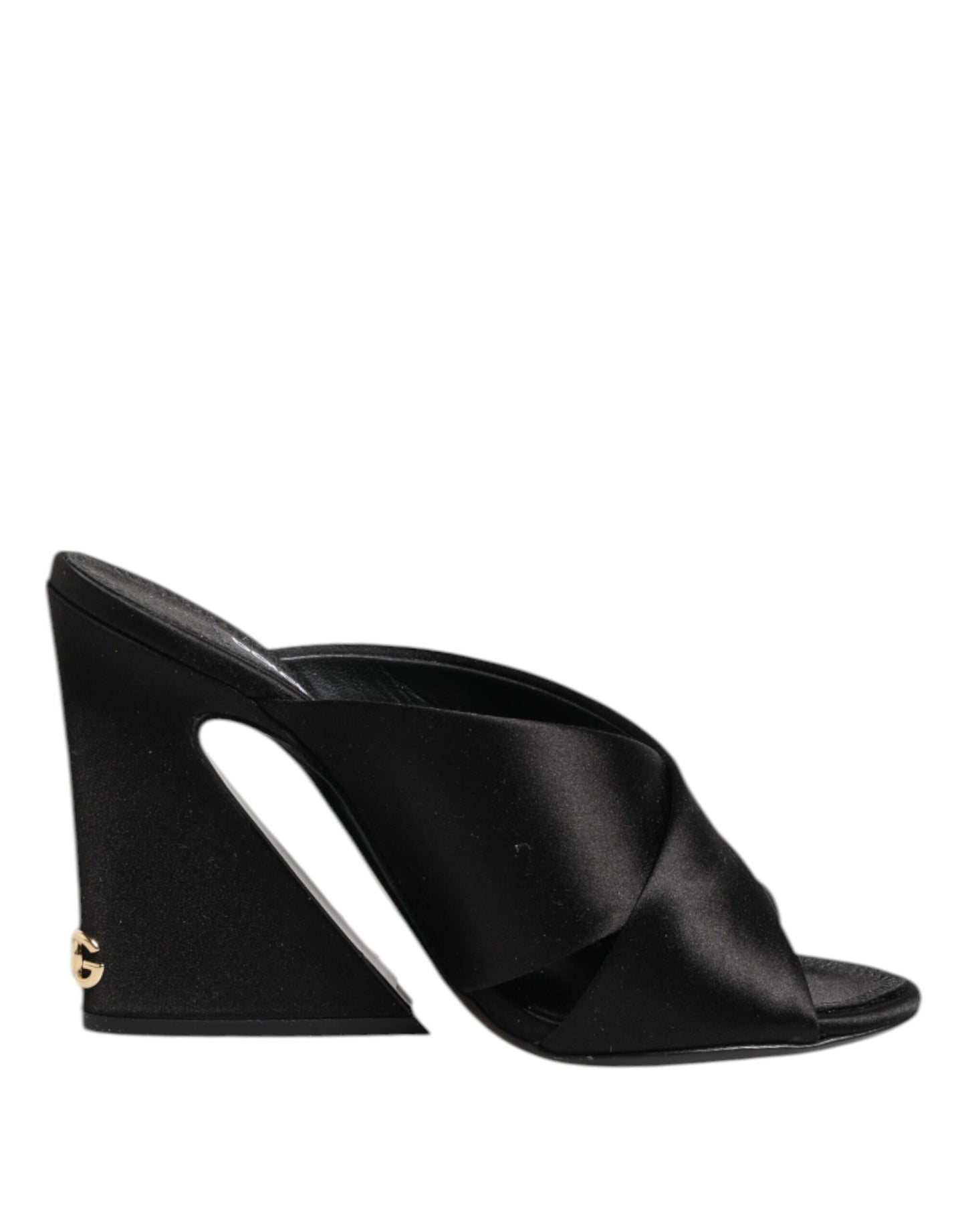 Dolce & Gabbana – Sandalen mit schwarzem Logo „KEIRA“ aus Satin