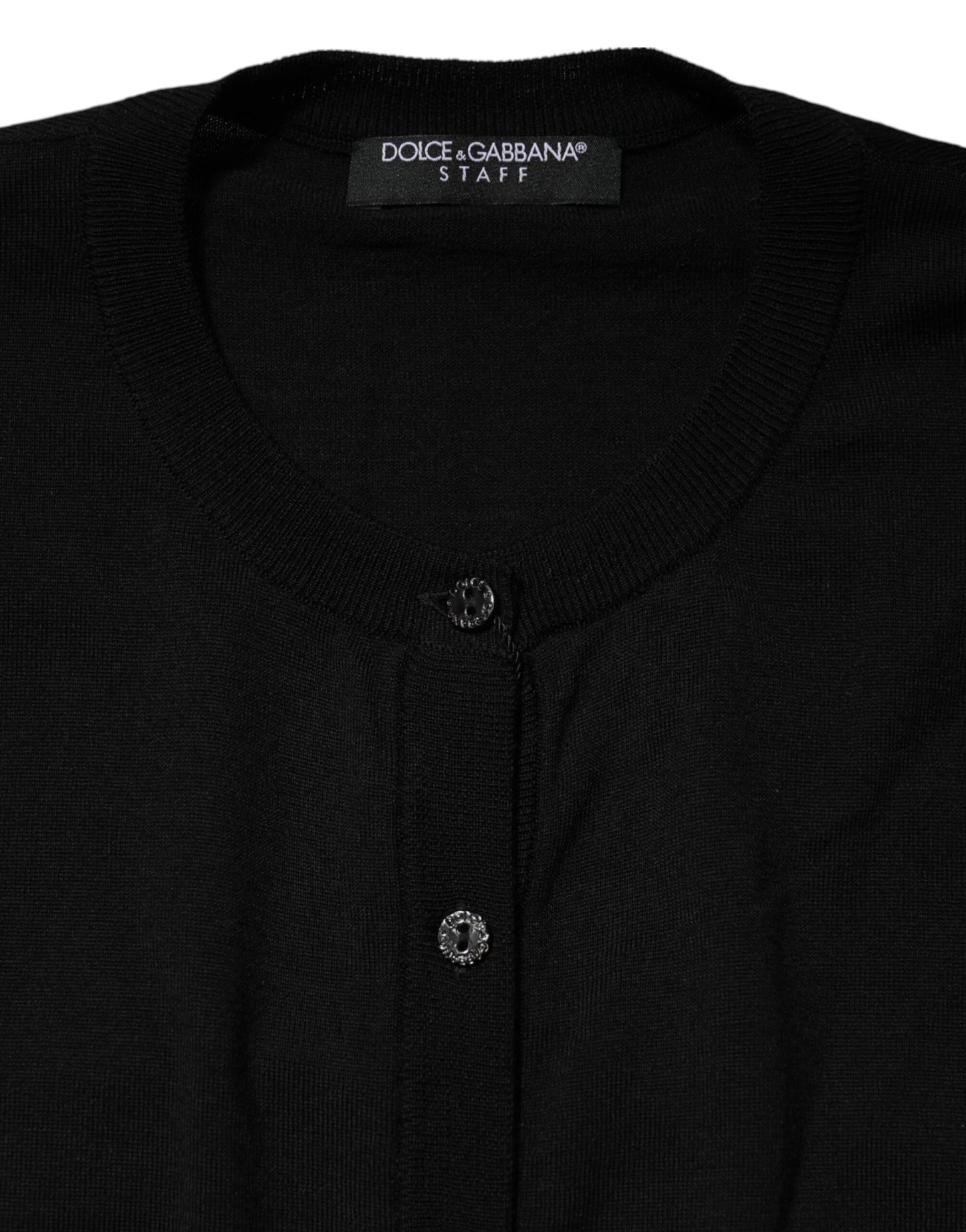 Dolce & Gabbana – Schwarzer Cardigan aus Wollstrick mit Rundhalsausschnitt