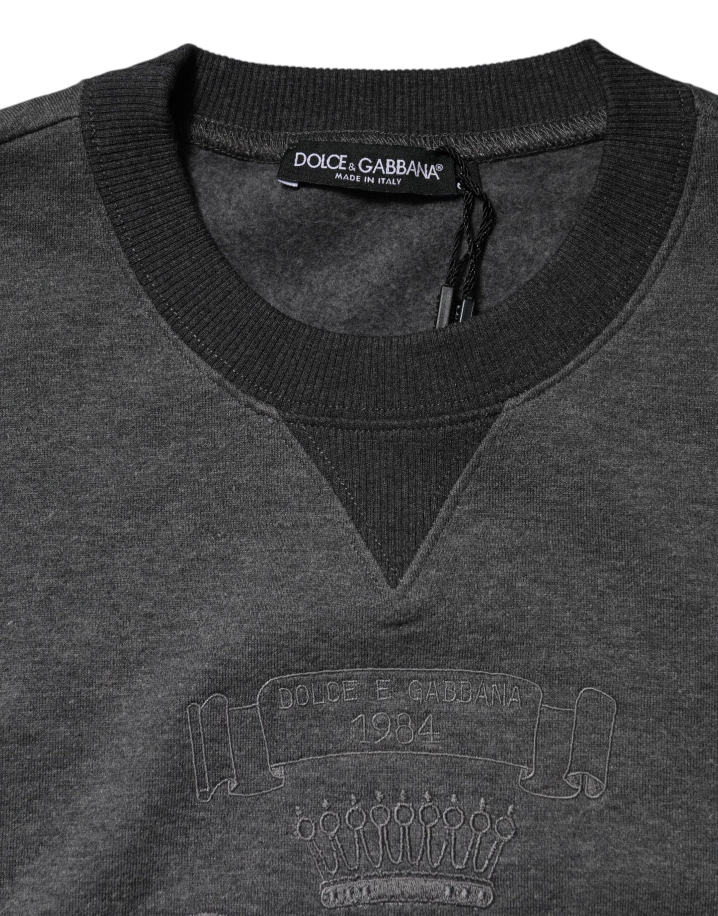 Dolce & Gabbana Grauer Pullover mit DG-Logo-Stickerei
