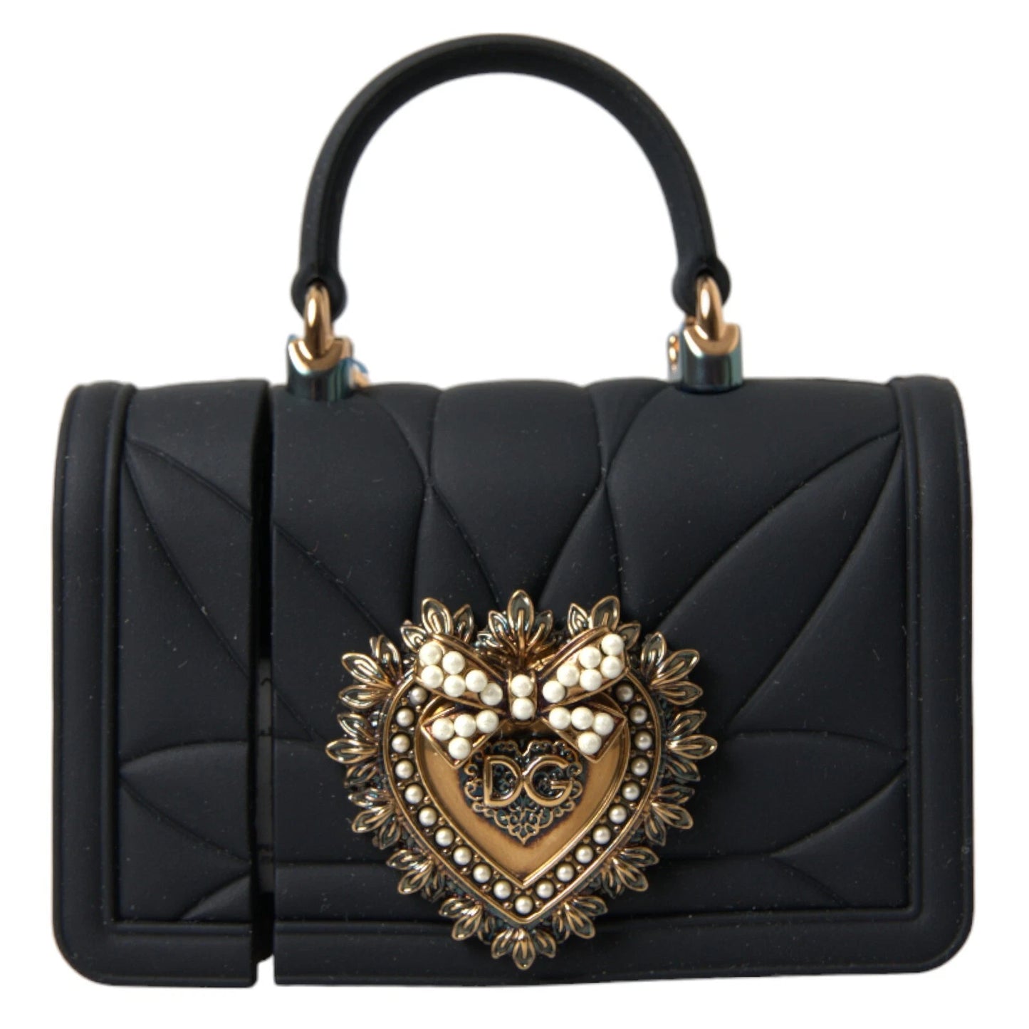 Dolce & Gabbana Hülle Schwarz Silikon Devotion Herz Hülle Handtasche Airpod