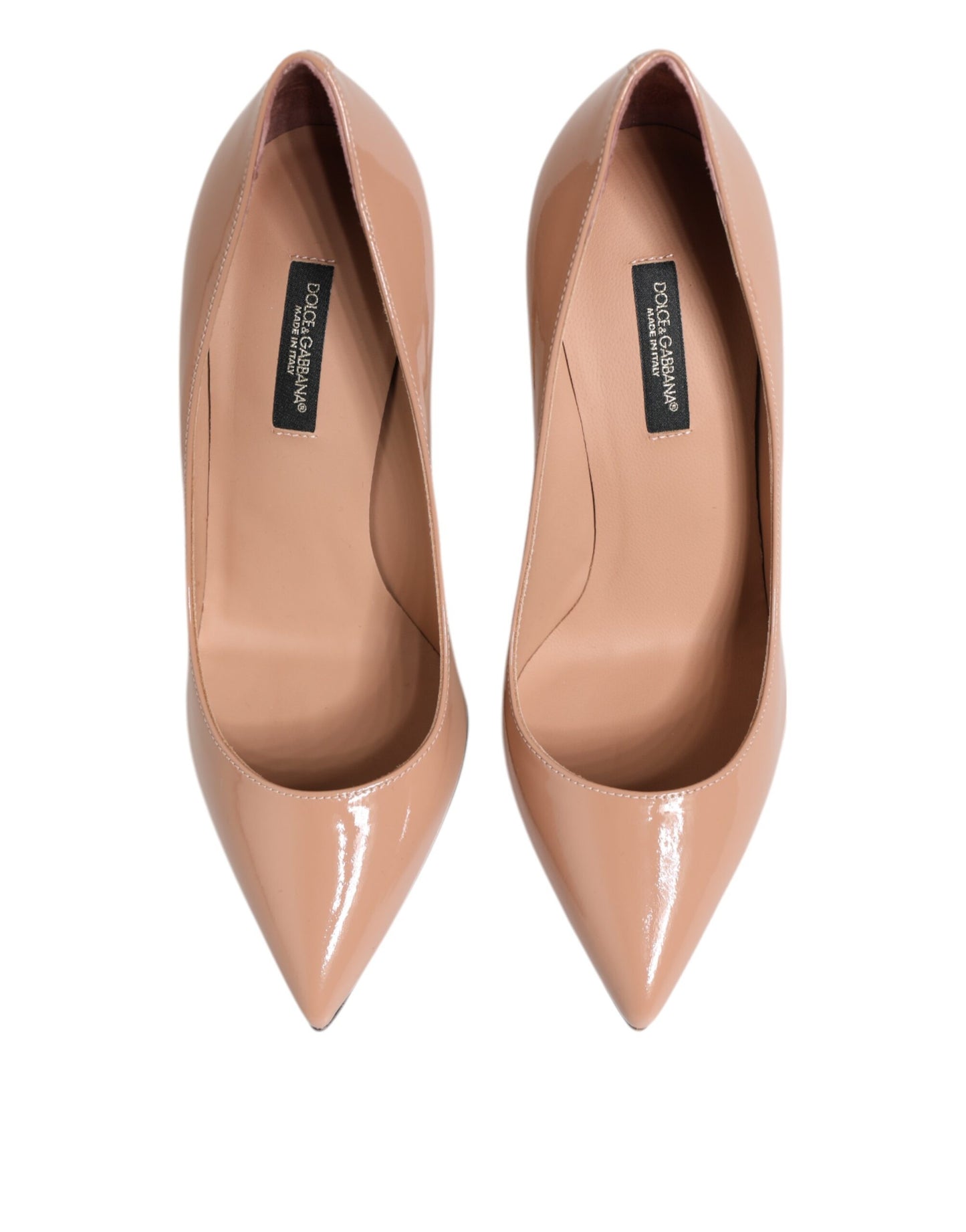 Dolce & Gabbana – Pumps aus Lackleder in Beige mit Stilettoabsatz