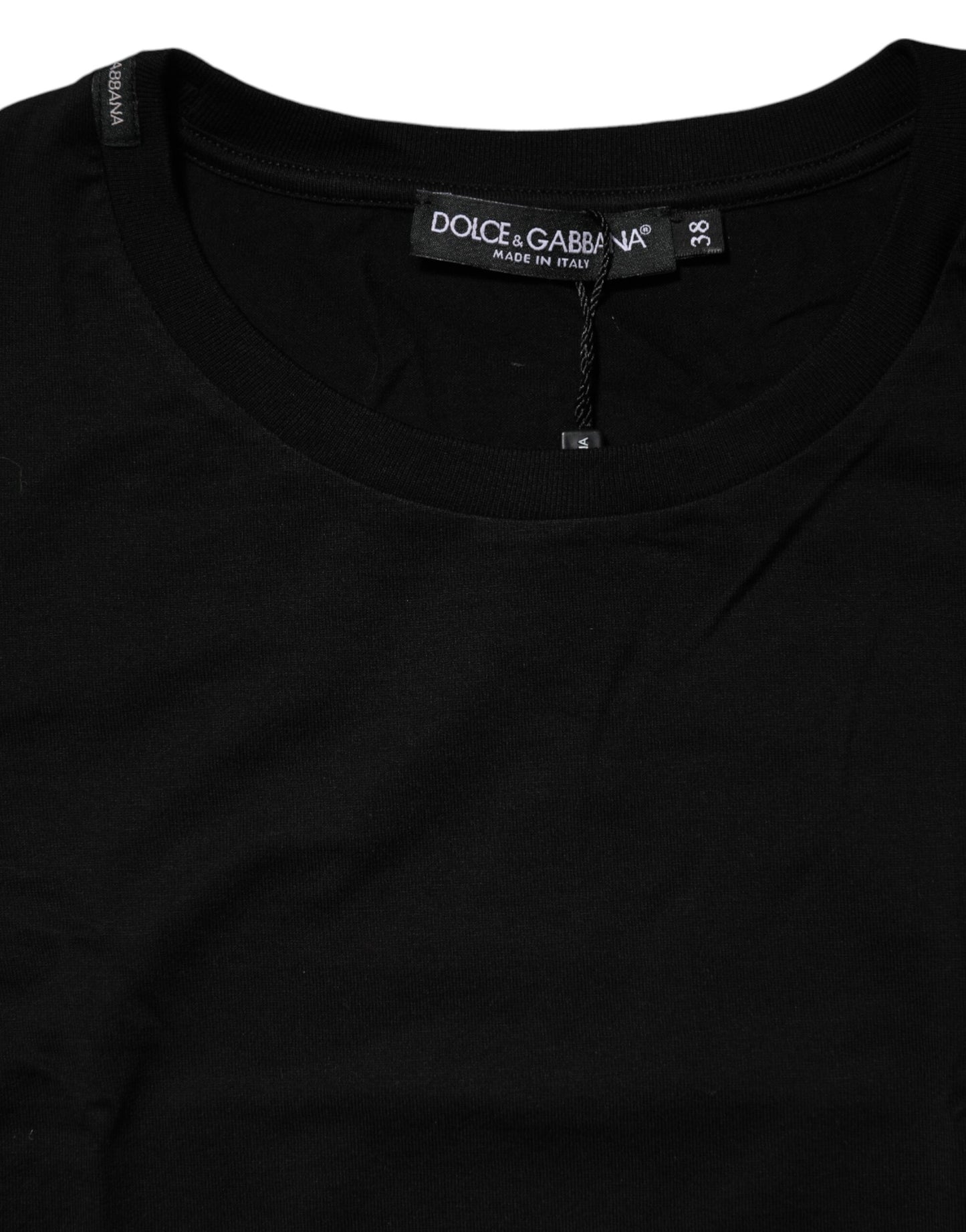 Dolce & Gabbana – Schwarzes T-Shirt mit kurzen Ärmeln und Rundhalsausschnitt