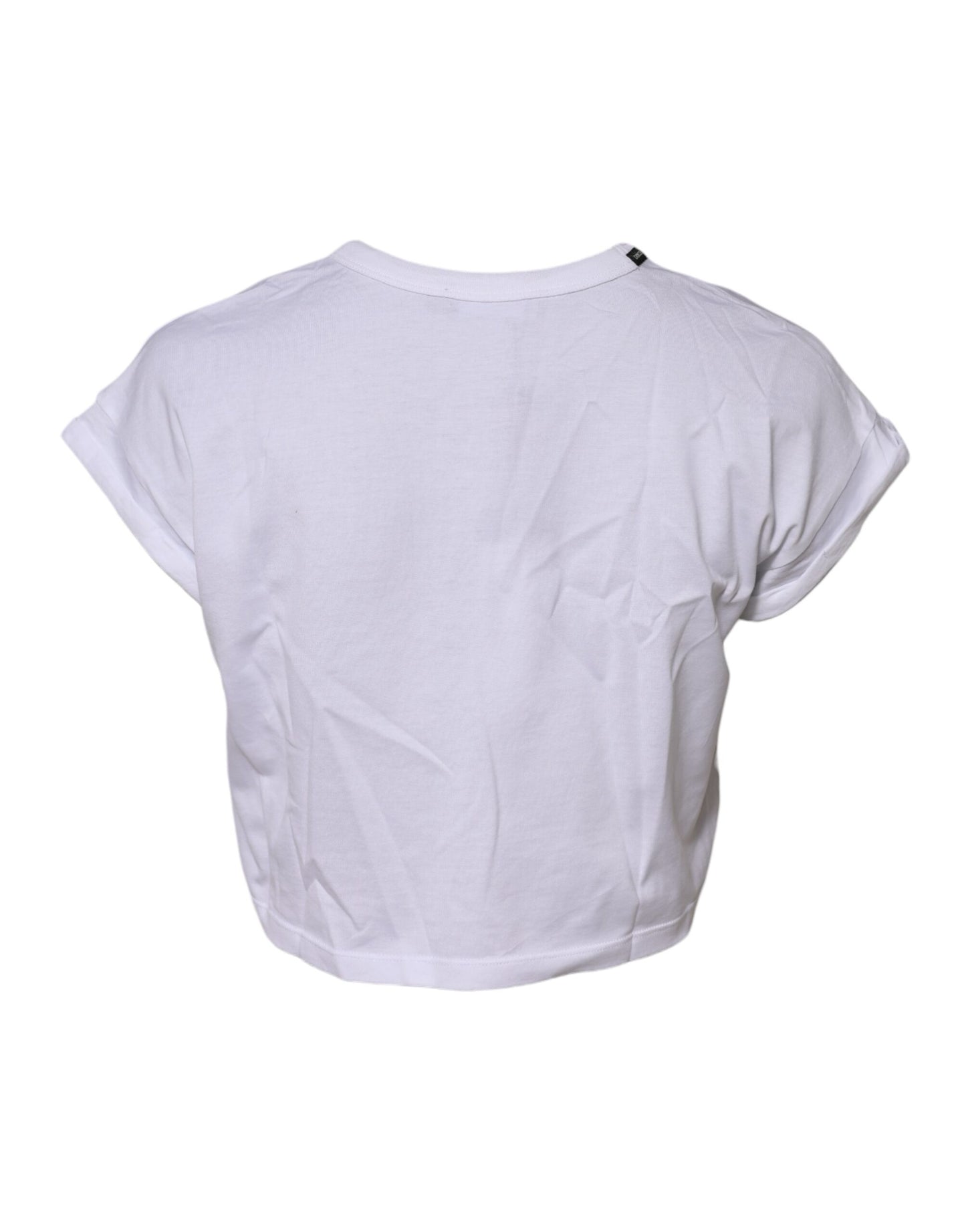 Dolce & Gabbana – Weißes, kurzes T-Shirt aus Baumwolle mit Rundhalsausschnitt