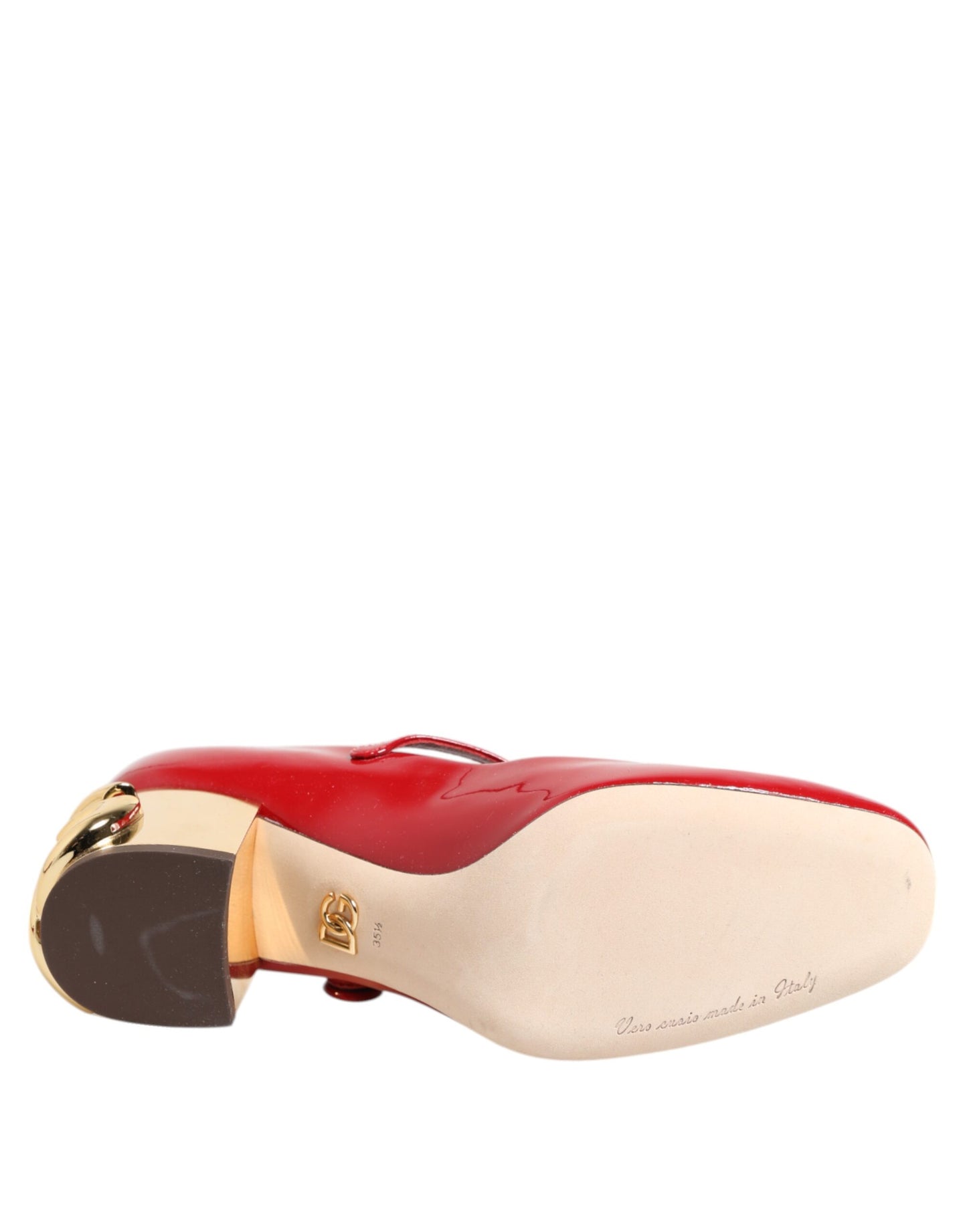 Dolce & Gabbana Rote Leder DG Logo Heels Sandalen Schuhe