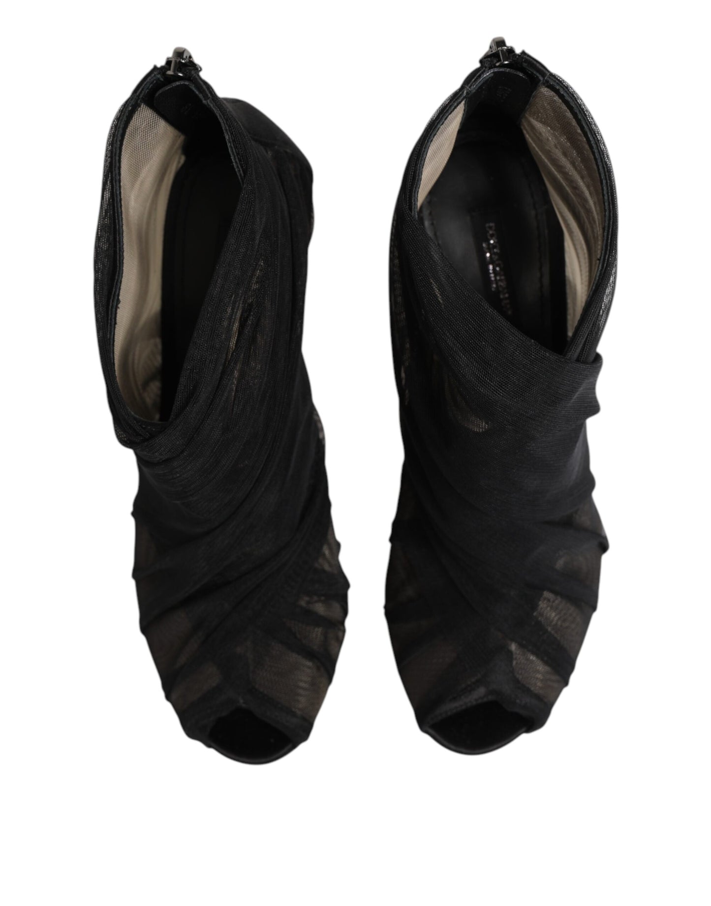 Dolce & Gabbana Schwarze Mesh-Stiletto-Absätze Stiefeletten Schuhe