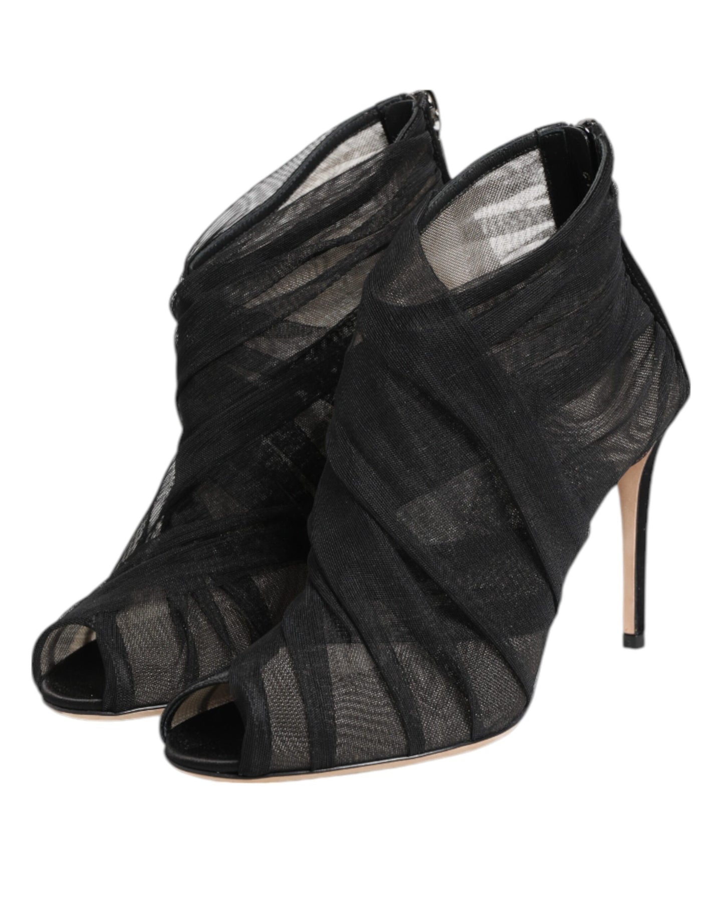 Dolce & Gabbana Schwarze Mesh-Stiletto-Absätze Stiefeletten Schuhe