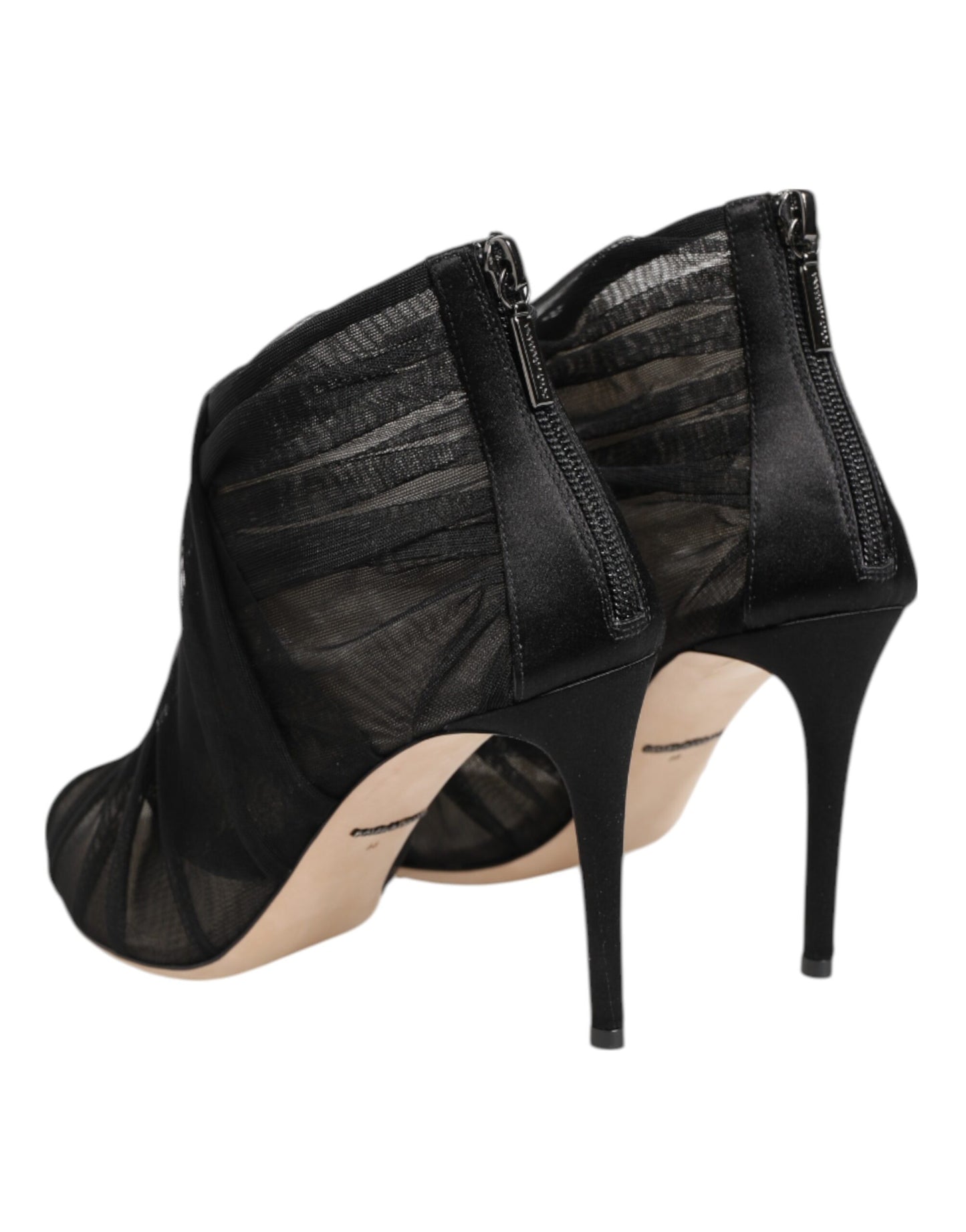 Dolce & Gabbana Schwarze Mesh-Stiletto-Absätze Stiefeletten Schuhe