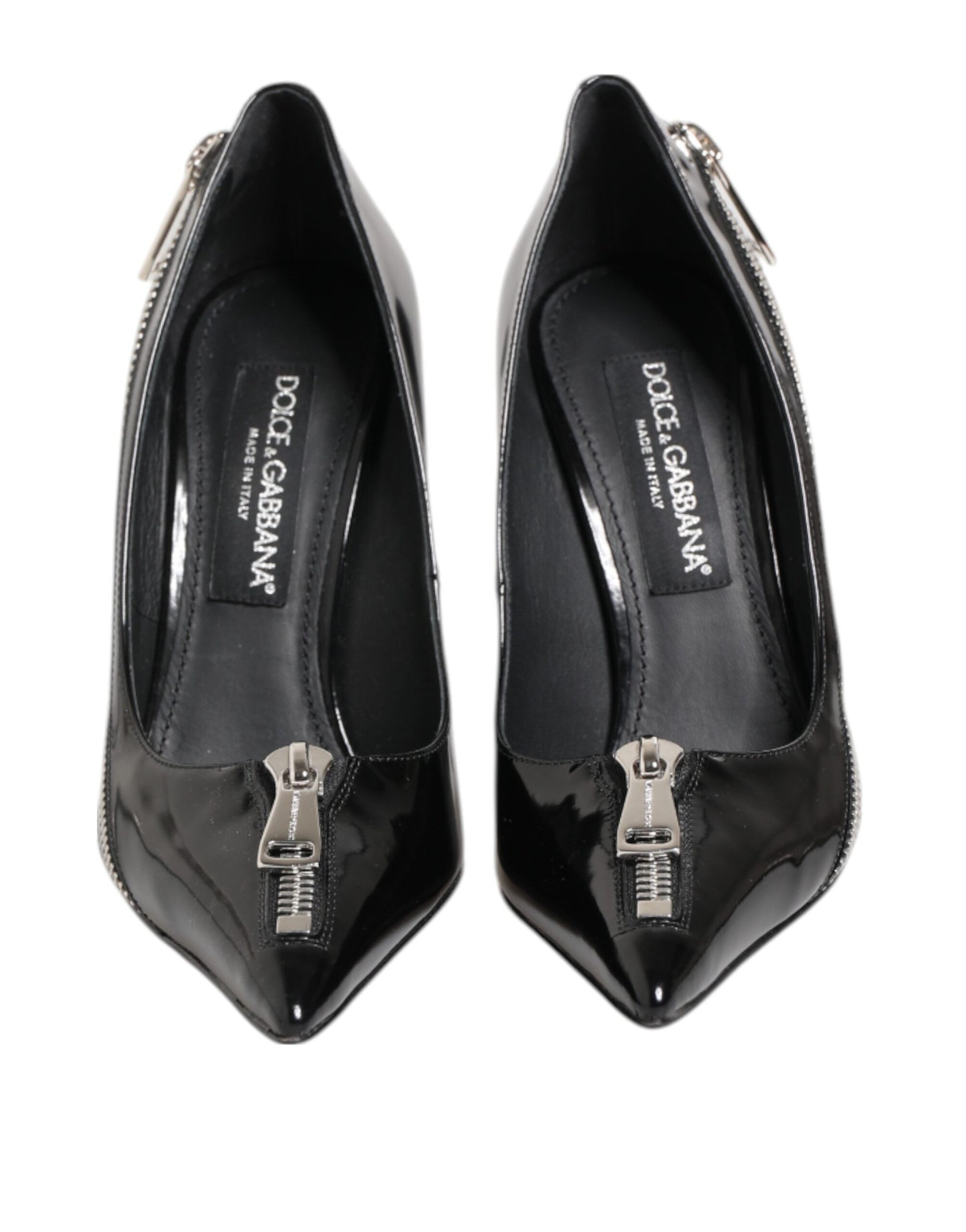 Dolce & Gabbana Schwarze Lackleder Reißverschluss Heels Pumps Schuhe