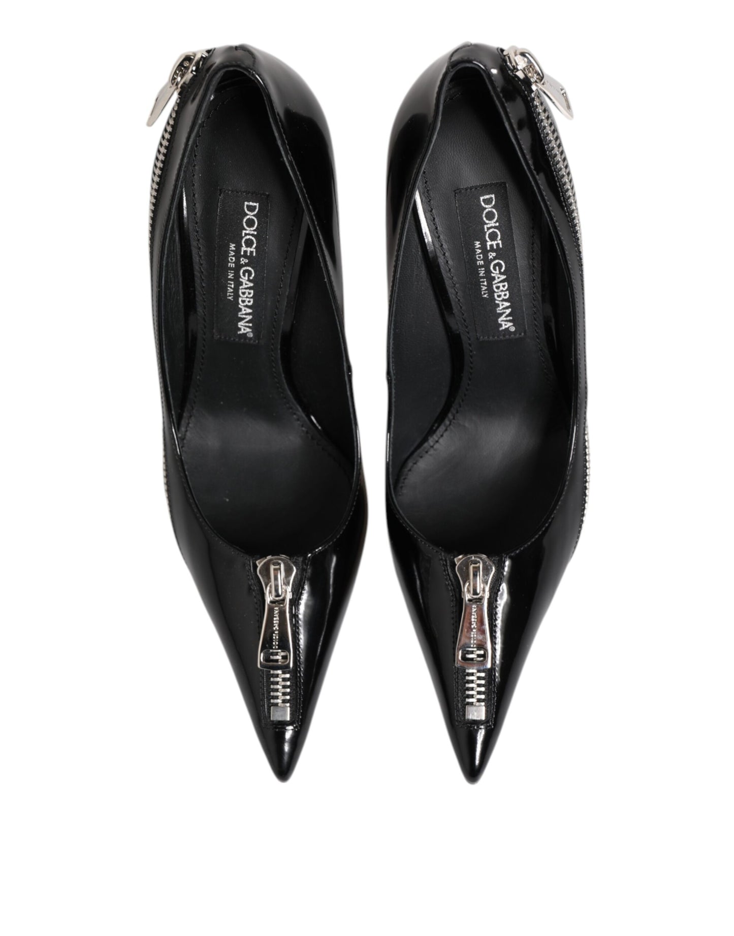 Dolce & Gabbana Schwarze Lackleder Reißverschluss Heels Pumps Schuhe