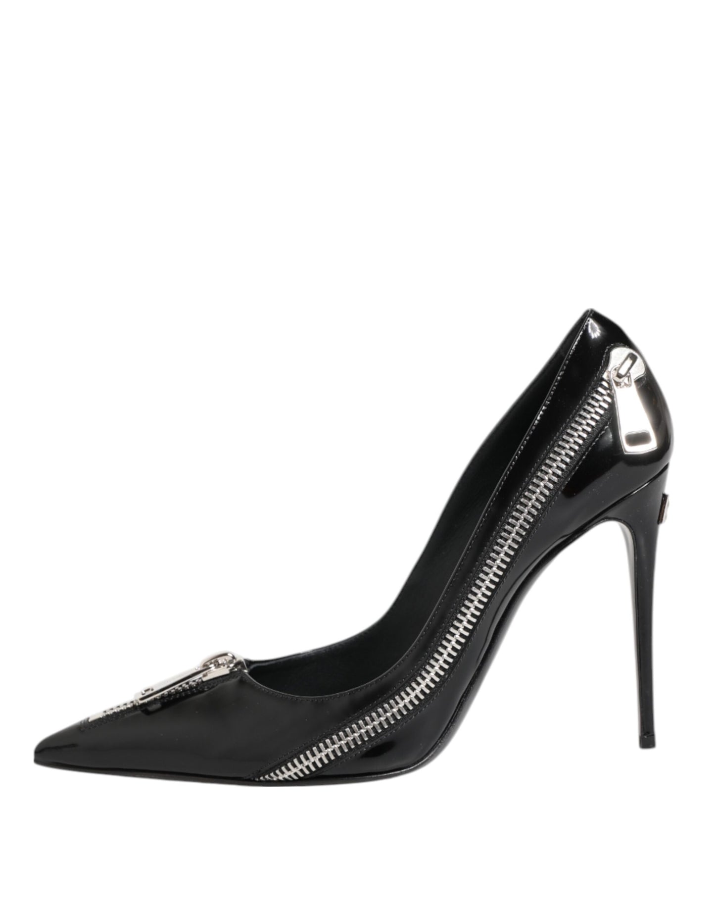 Dolce & Gabbana Schwarze Lackleder Reißverschluss Heels Pumps Schuhe