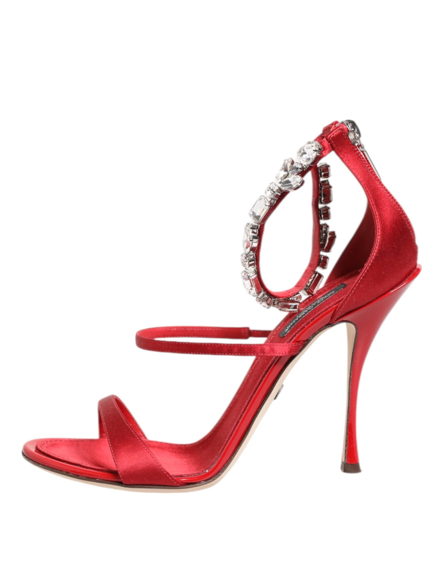 Dolce & Gabbana Rote Satin Kristalle Keira Sandalen Heels Schuhe