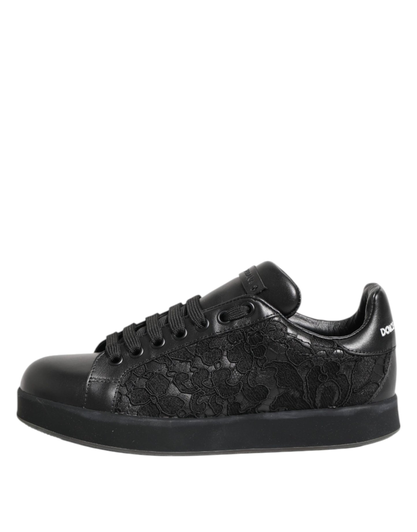 Dolce & Gabbana Schwarze Sneakers mit Blumenspitze