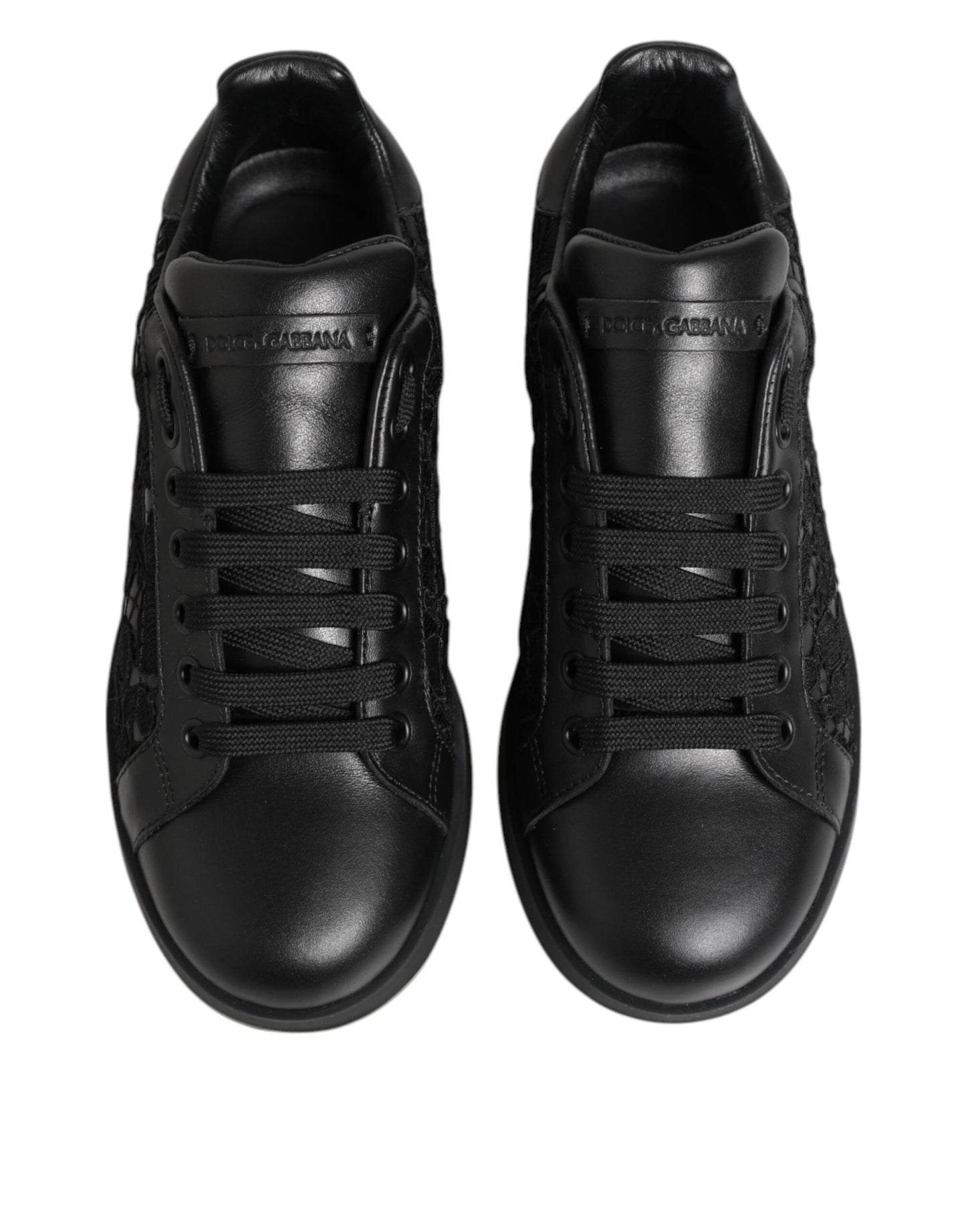 Dolce & Gabbana Schwarze Sneakers mit Blumenspitze