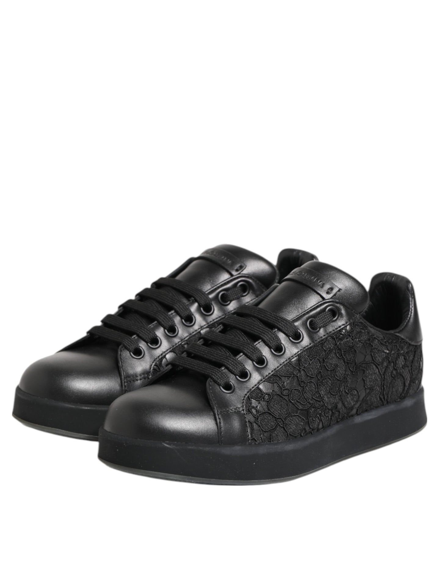Dolce & Gabbana Schwarze Sneakers mit Blumenspitze