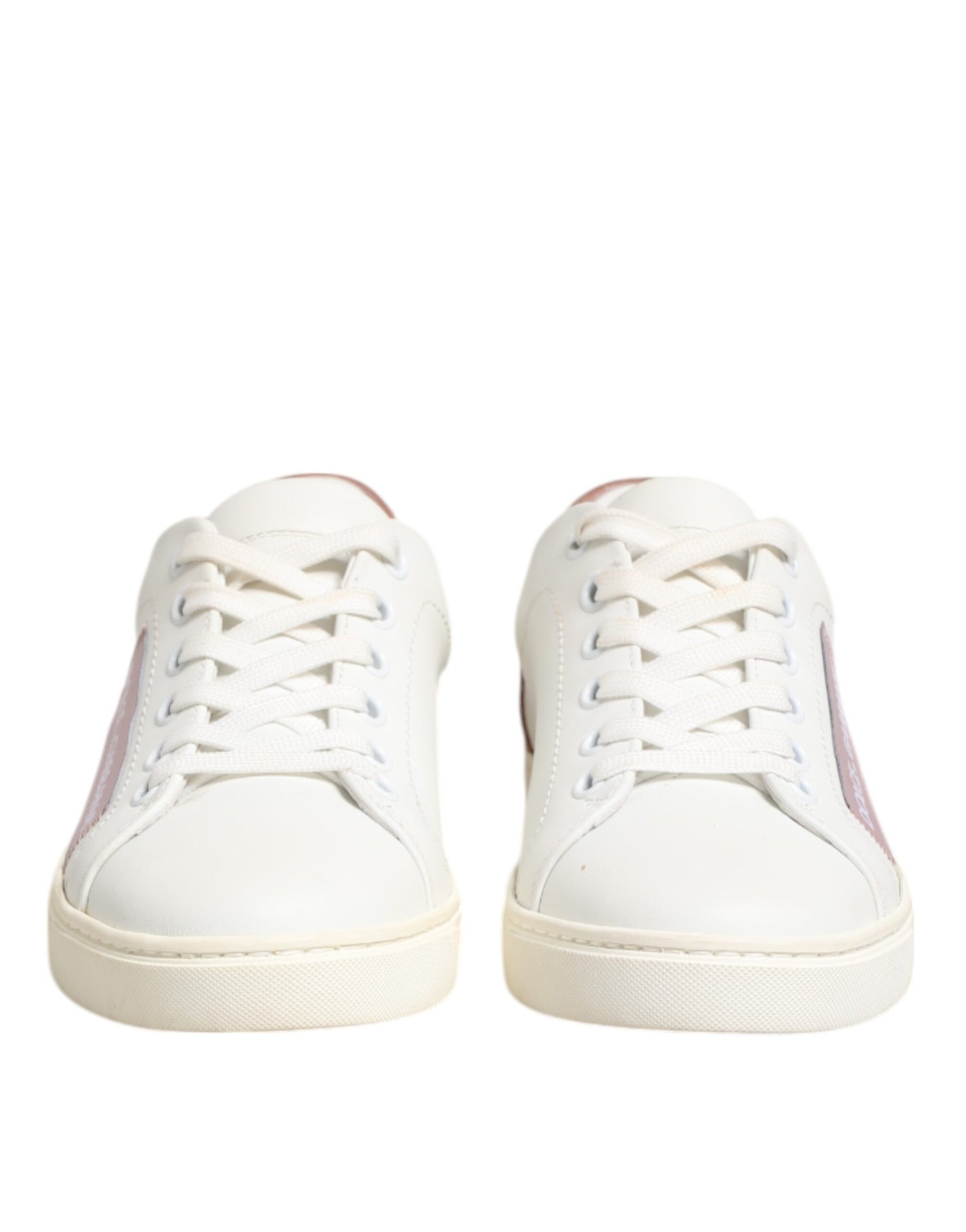 Dolce & Gabbana Weiß Rosa Leder Low Top Sneakers Schuhe