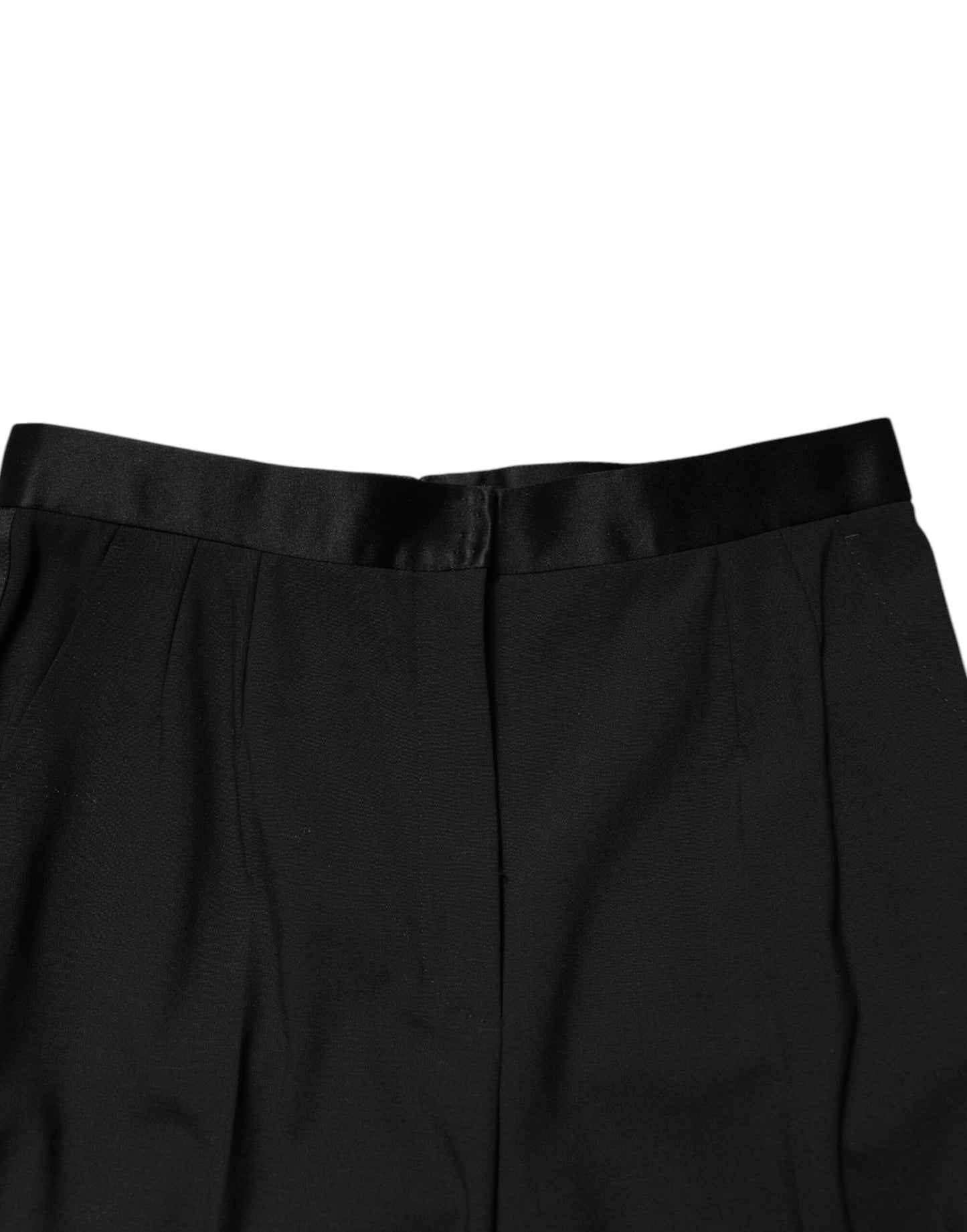 Dolce & Gabbana – Schwarze, hoch taillierte, konisch zulaufende Wollhose
