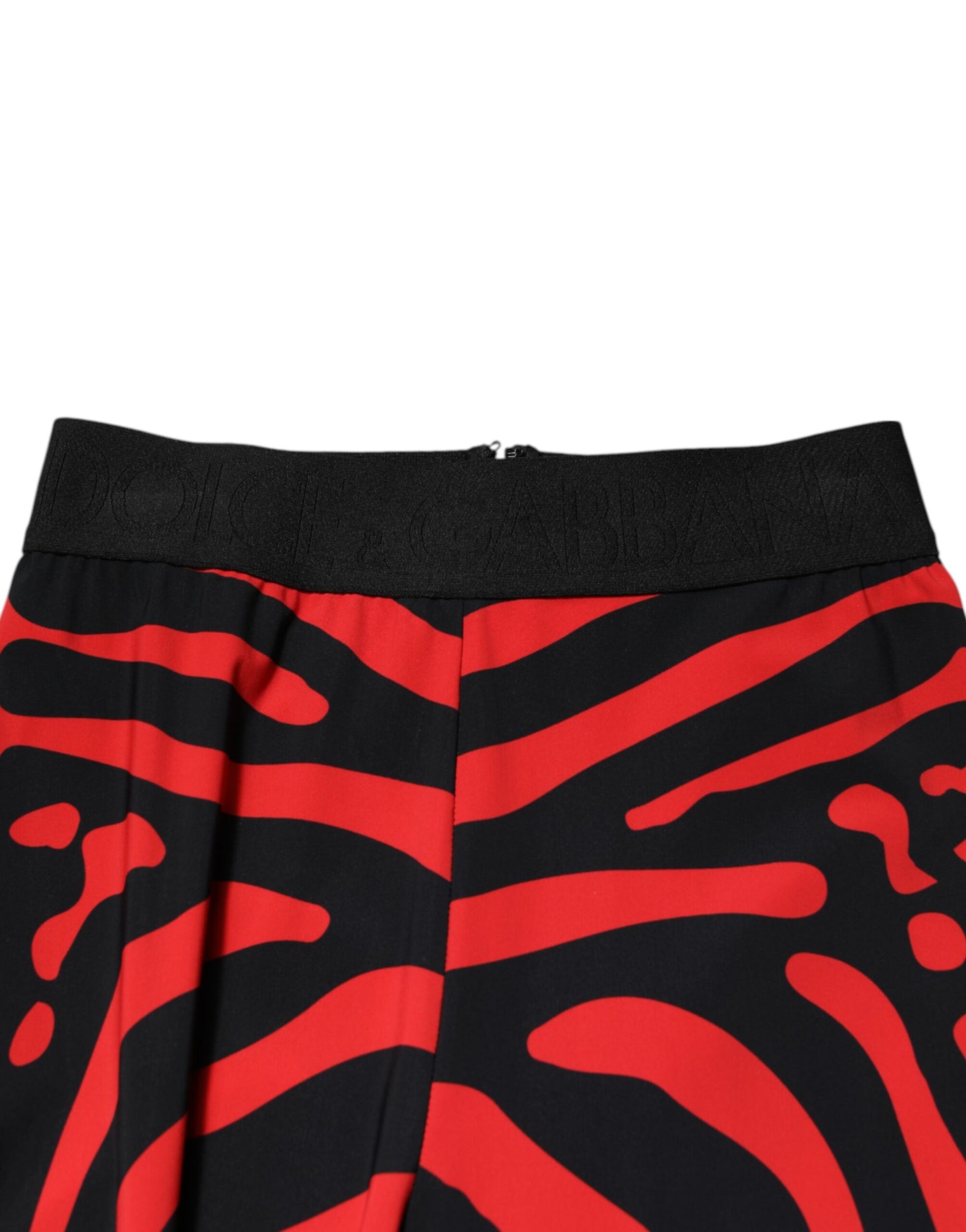Dolce & Gabbana – Leggings mit Logo-Taille aus Nylon in Schwarz und Rot