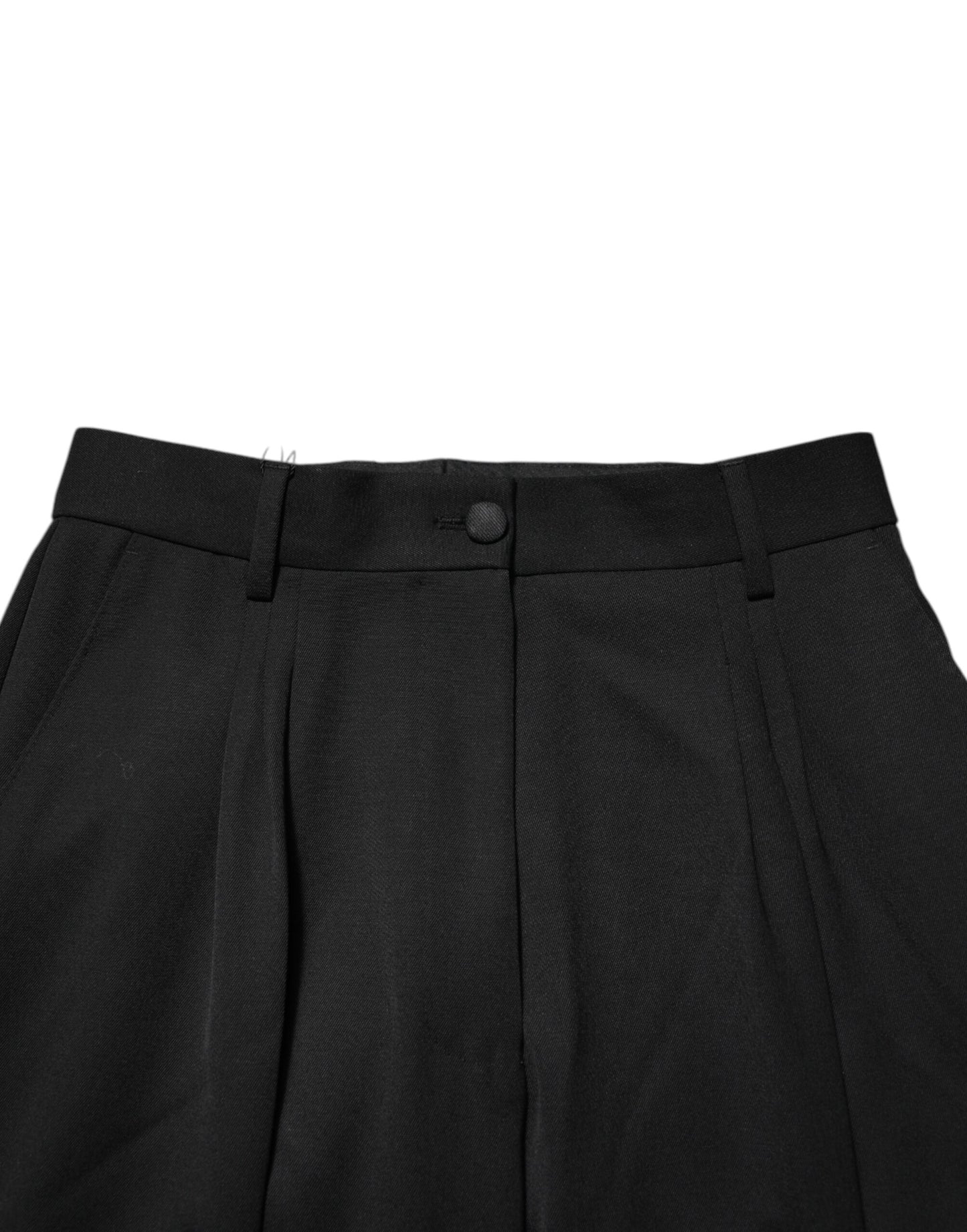 Dolce & Gabbana – Schwarze Wollhose mit geradem Bein und Reißverschlussdetail