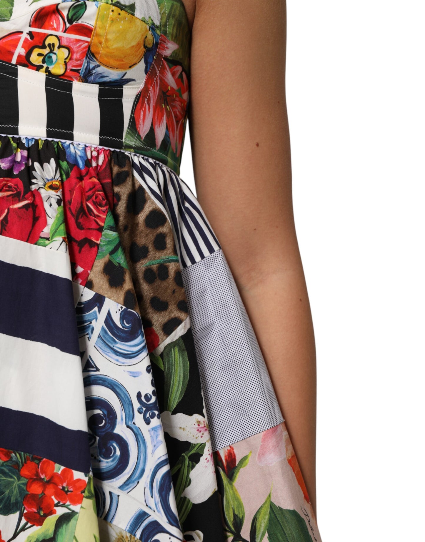 Dolce & Gabbana Mehrfarbiges Patchwork-Minikleid aus Baumwolle im Aline-Stil