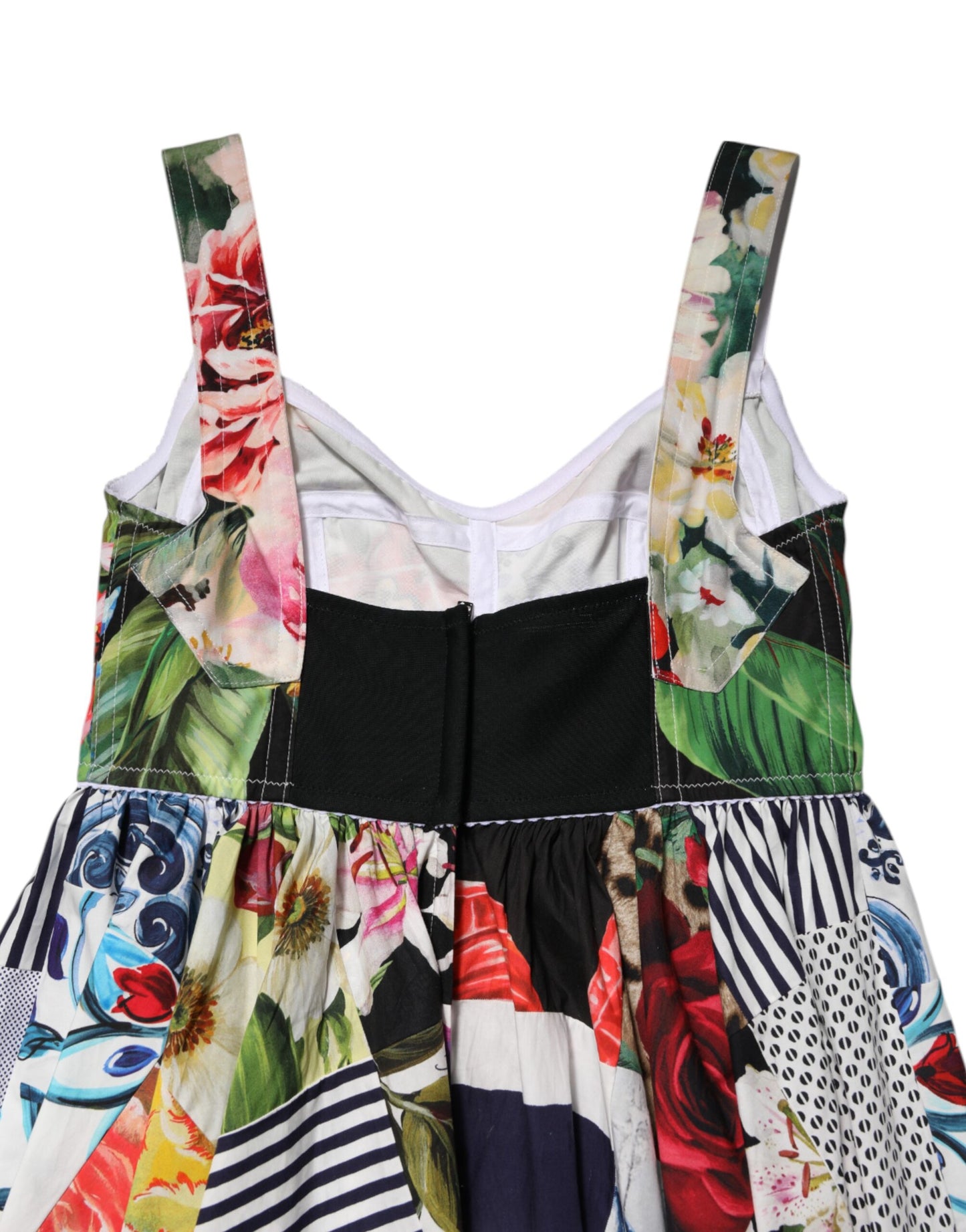 Dolce & Gabbana Mehrfarbiges Patchwork-Minikleid aus Baumwolle im Aline-Stil