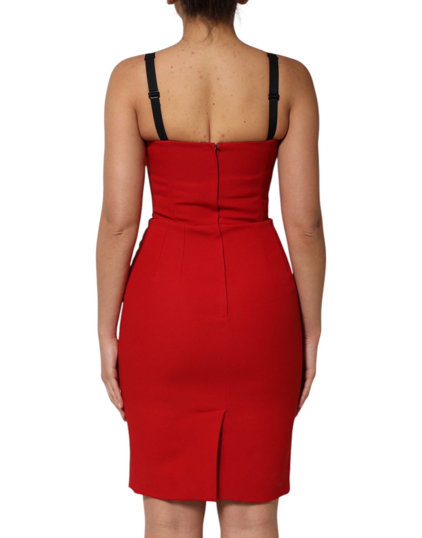 Dolce & Gabbana – Rotes, figurbetontes, knielanges Stretch-Etuikleid