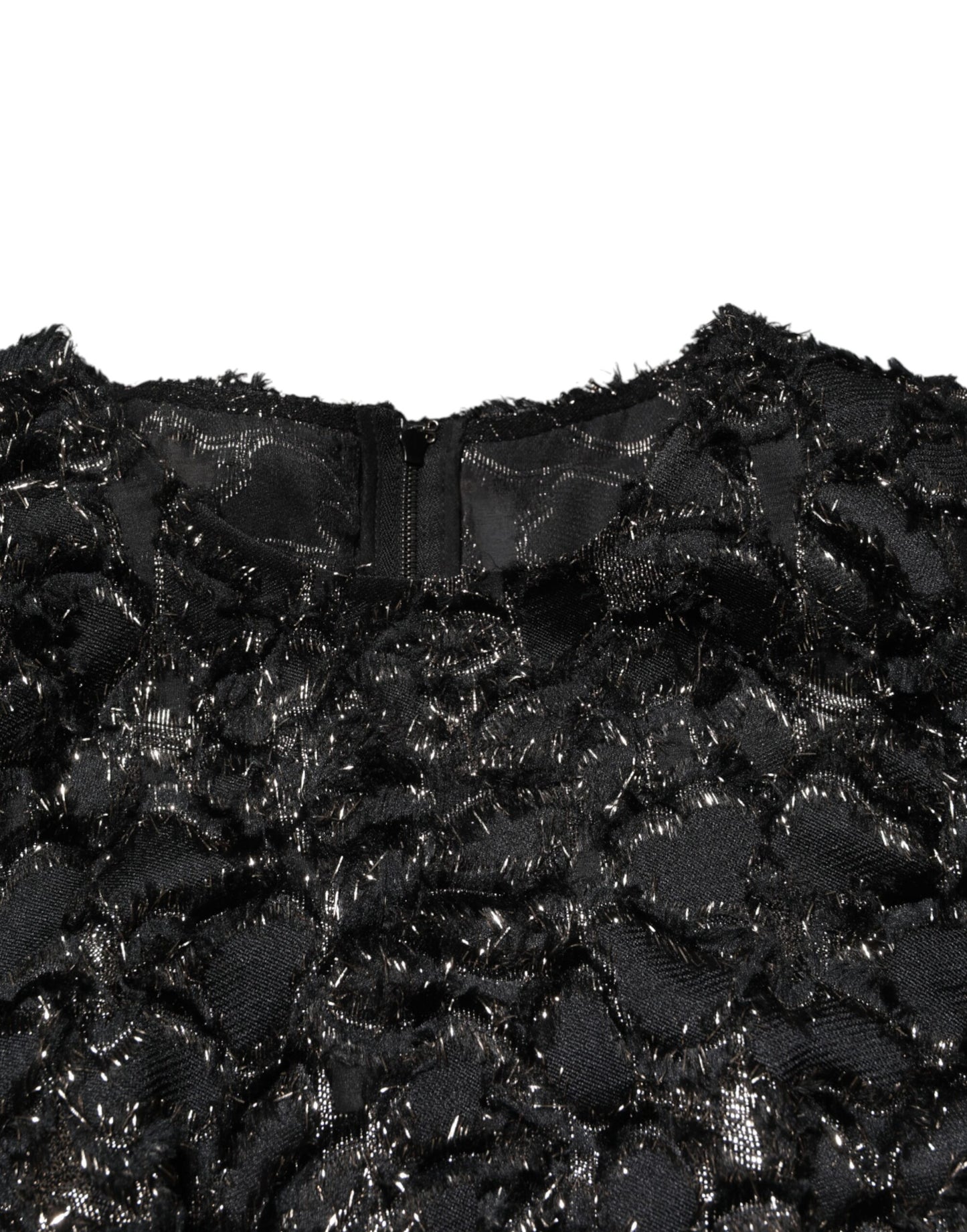 Dolce & Gabbana – Schwarzes Etuikleid aus Bouclé-Tweed mit Pailletten