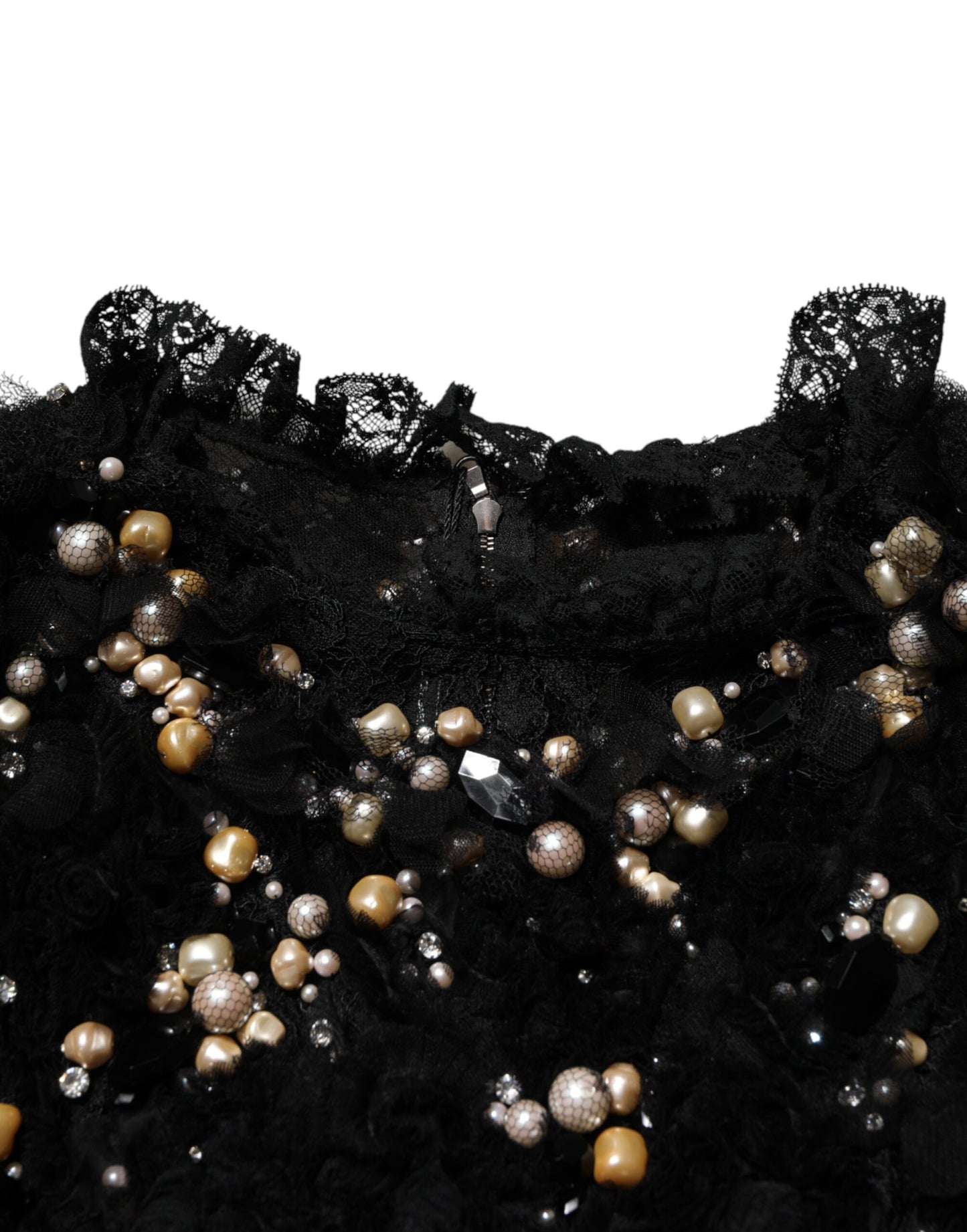Dolce & Gabbana – Schwarzes Etuikleid aus Viskose mit Perlenverzierung